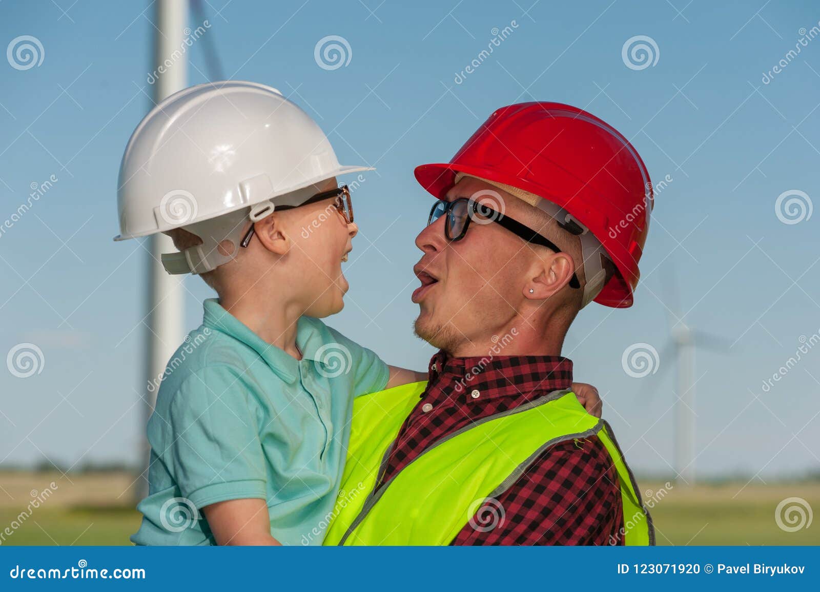 concept of engineers and windmills