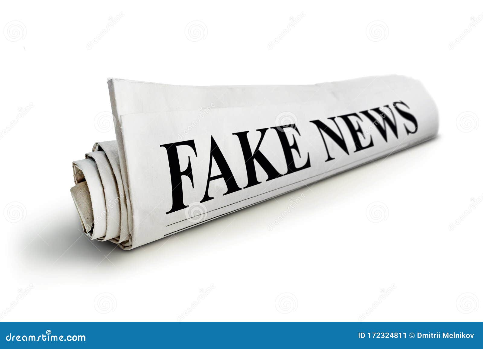 Concept of False News. Rolled Up Newspaper with Headline of Fake News ...