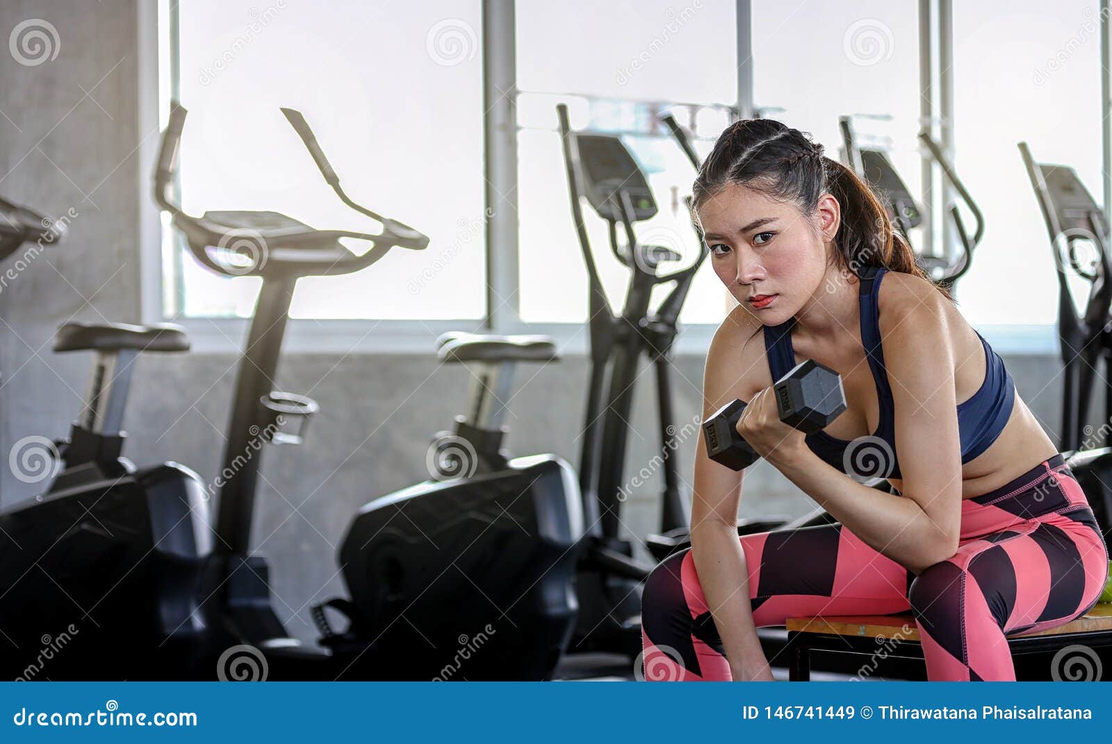 Concept Fitness Sport Training Lifestyle Girl Lifting Dumbbells Stock Image Image Of