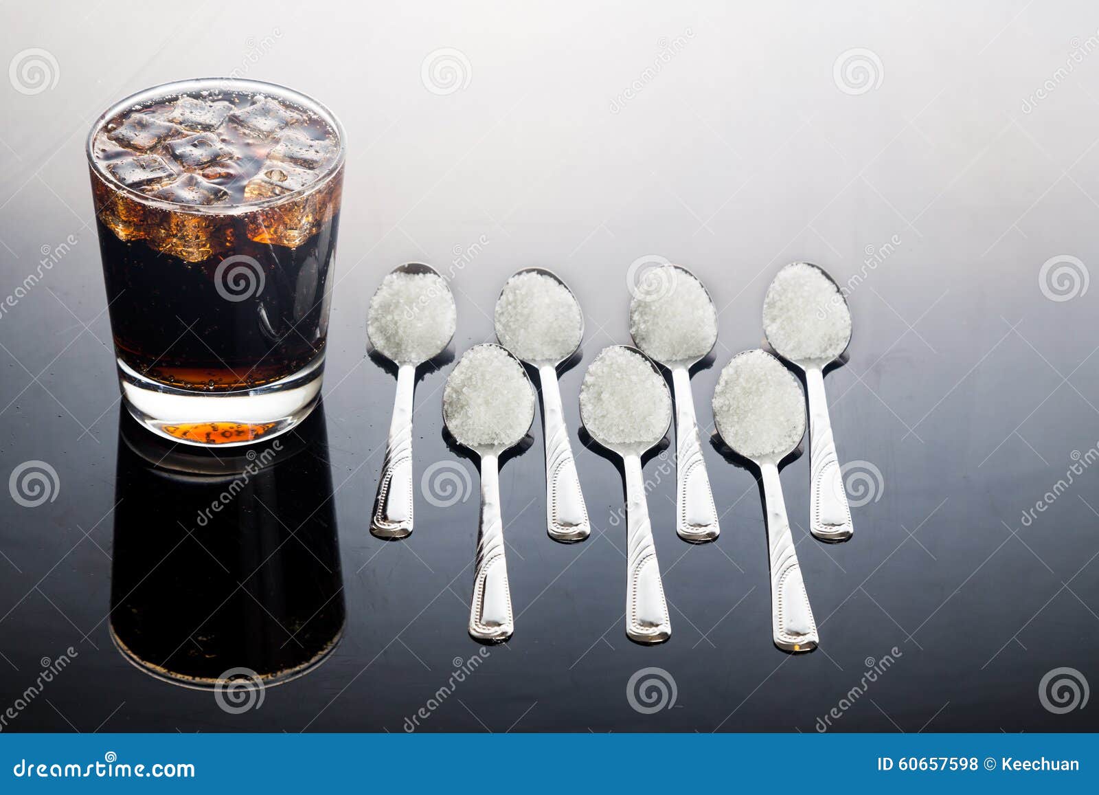 concept of fizzy cola drinks with unhealthy sugar content