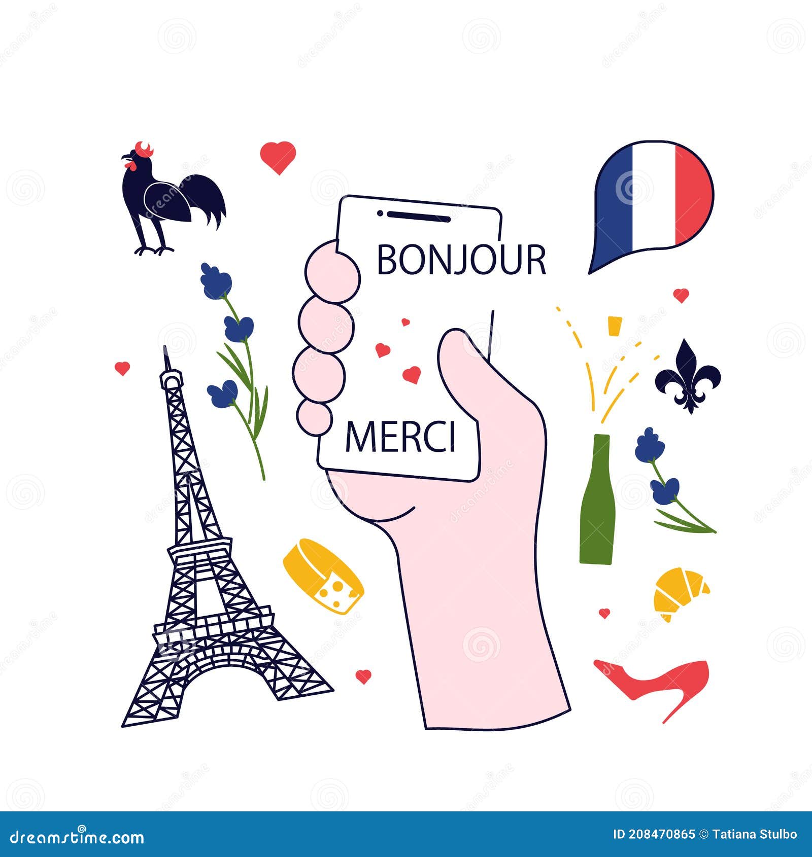 Concept of France Language Course Stock Vector - Illustration of