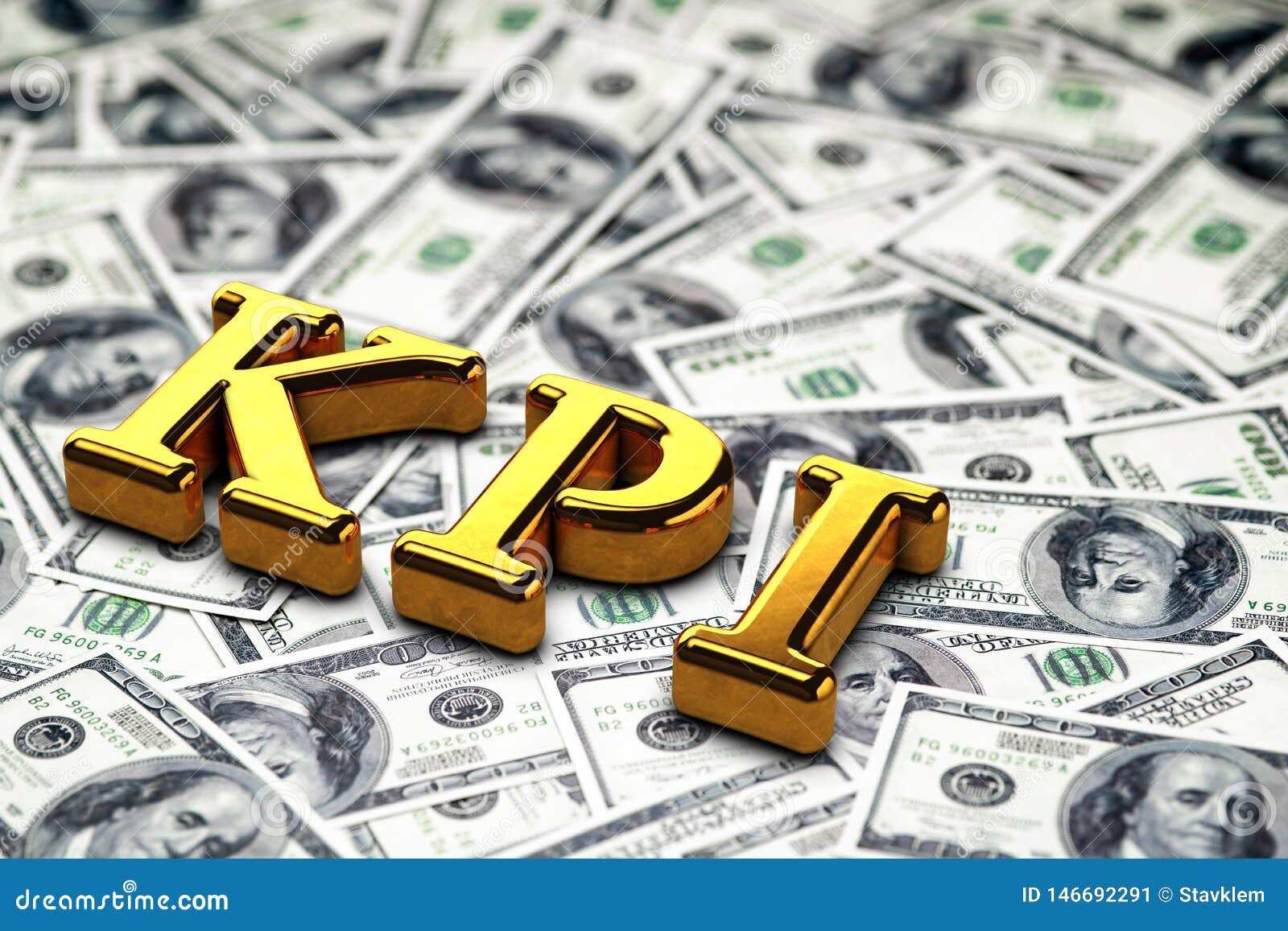Concept Gold Abbreviation of KPI Key Perfomance Indicator Standing or