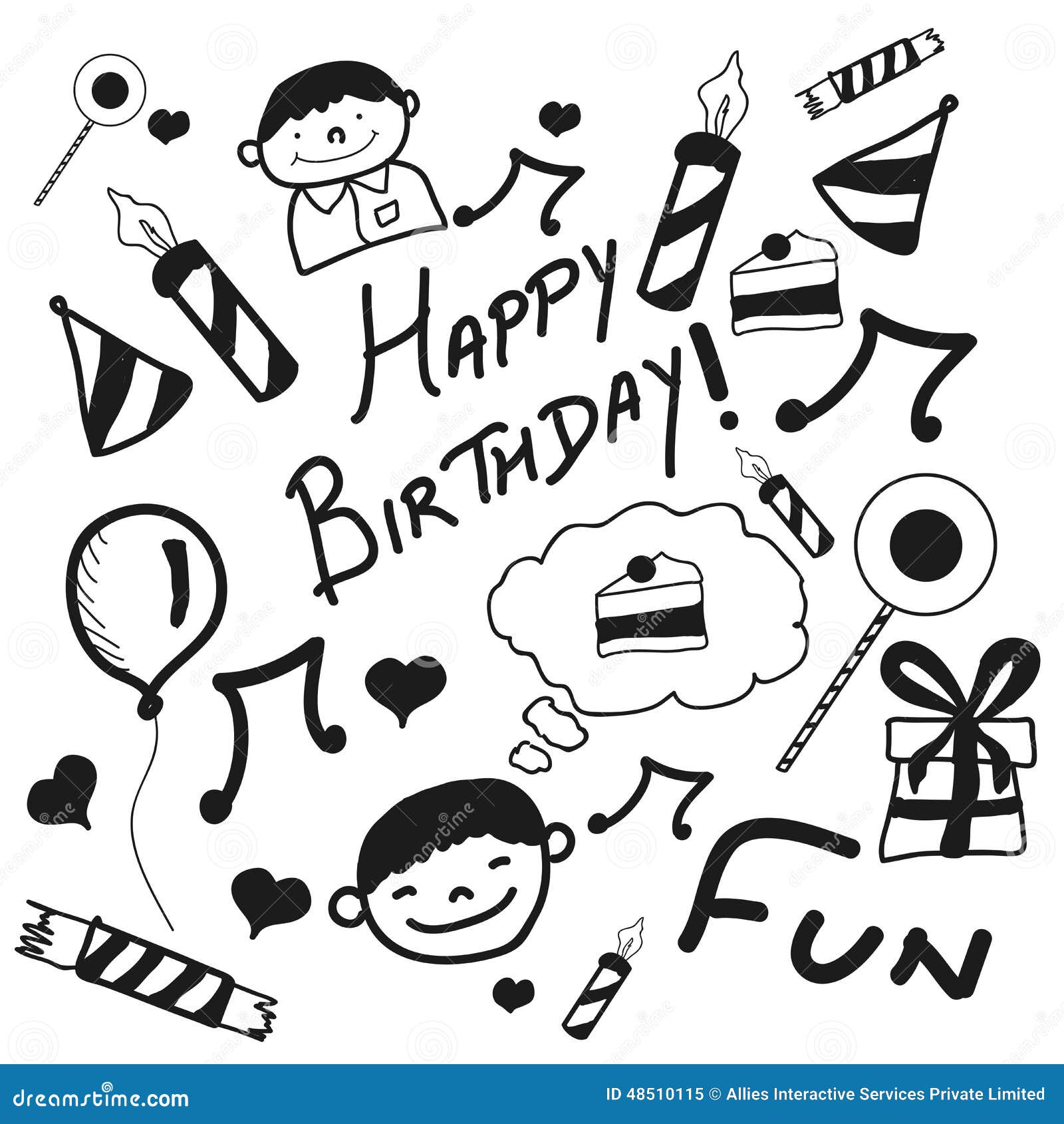 Concept Of Happy Birthday Doodles. Stock Illustration 