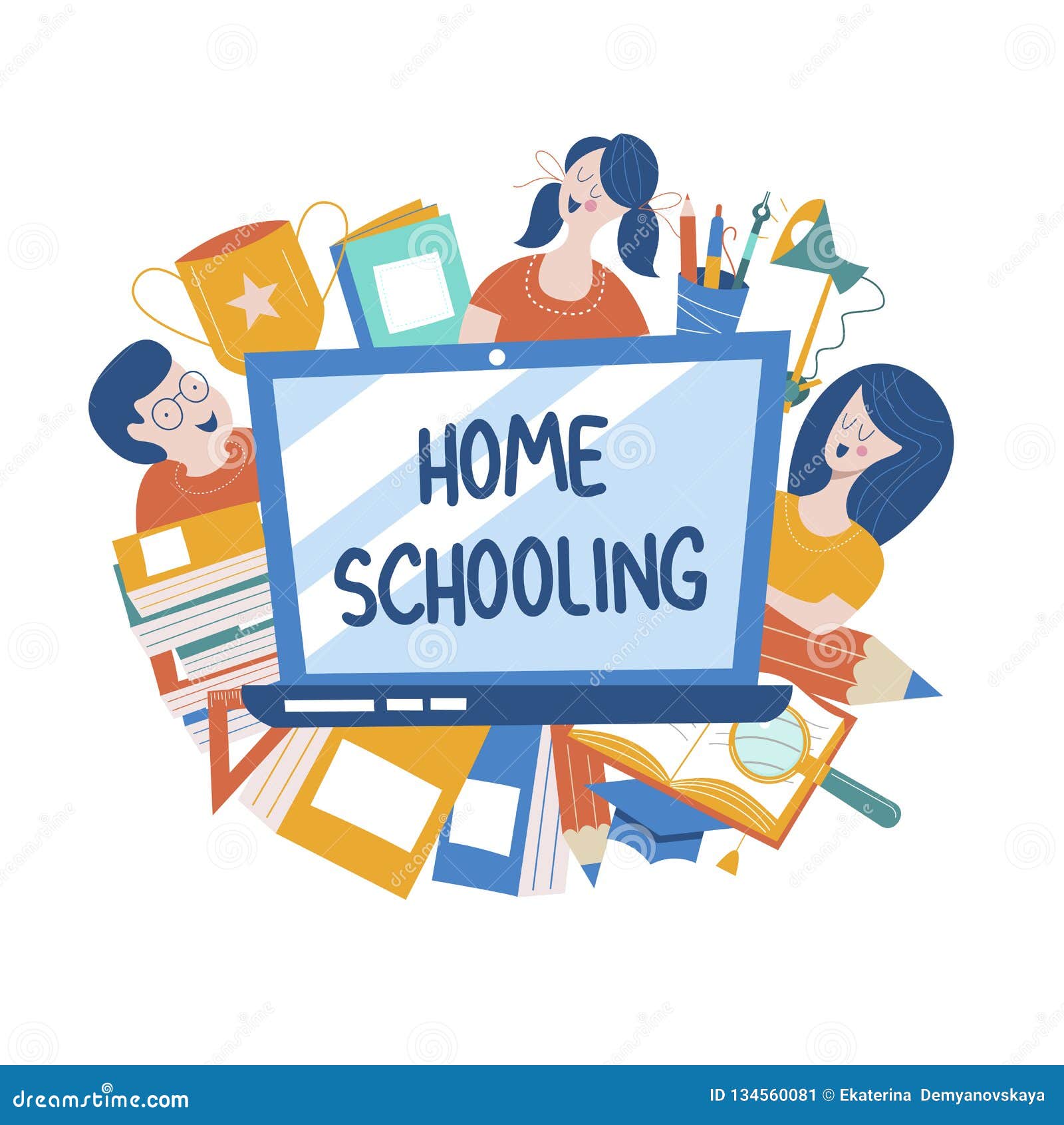 The Concept Of Homeschooling. The Emblem Of Home Schooling For ...