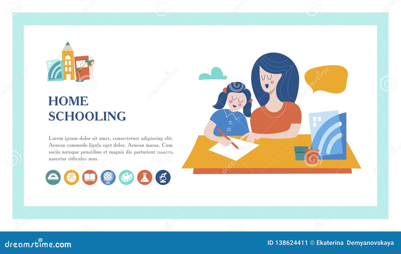 Download The Concept Of Homeschooling. Vector Illustration. The ...