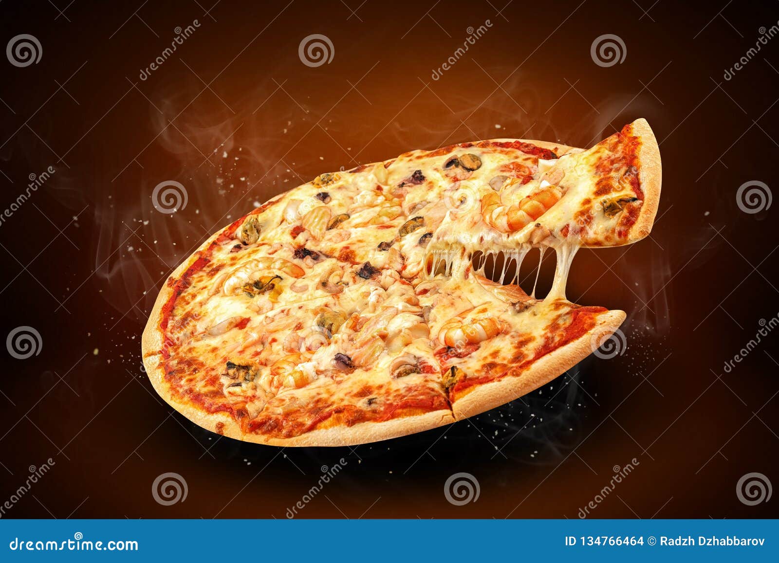 Concept Promotional Flyer And Poster For Pizzeria Menu With Delicious Taste Seafood Pizza Mozzarella Cheese And Copy Space Stock Photo Image Of Italy Italian