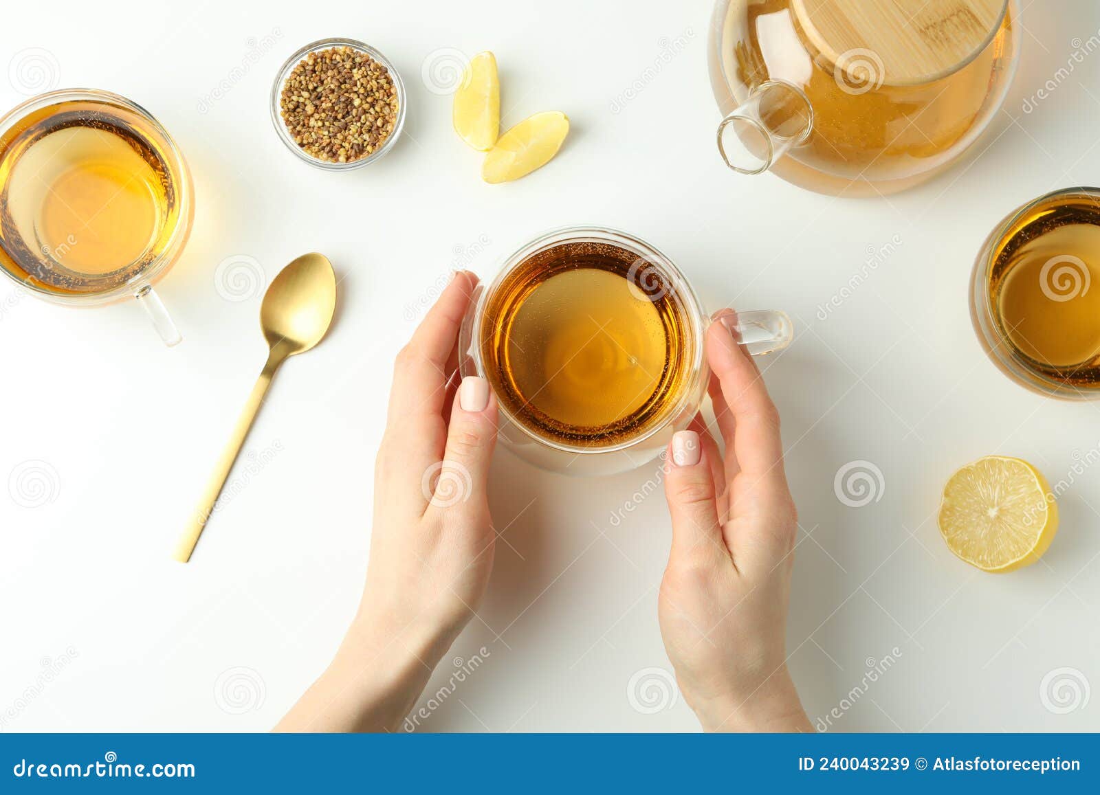 Concept of Hot Drink with Buckwheat Tea, Top View Stock Image Image