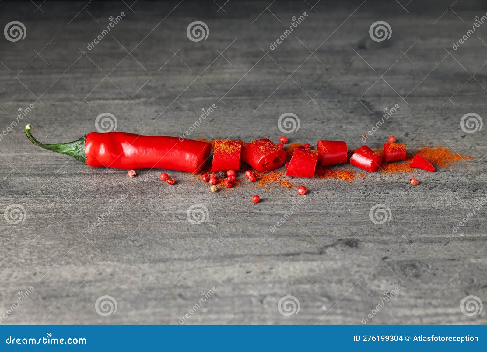 Concept of Hot and Spicy Ingredients Red Hot Chili Pepper Stock Photo