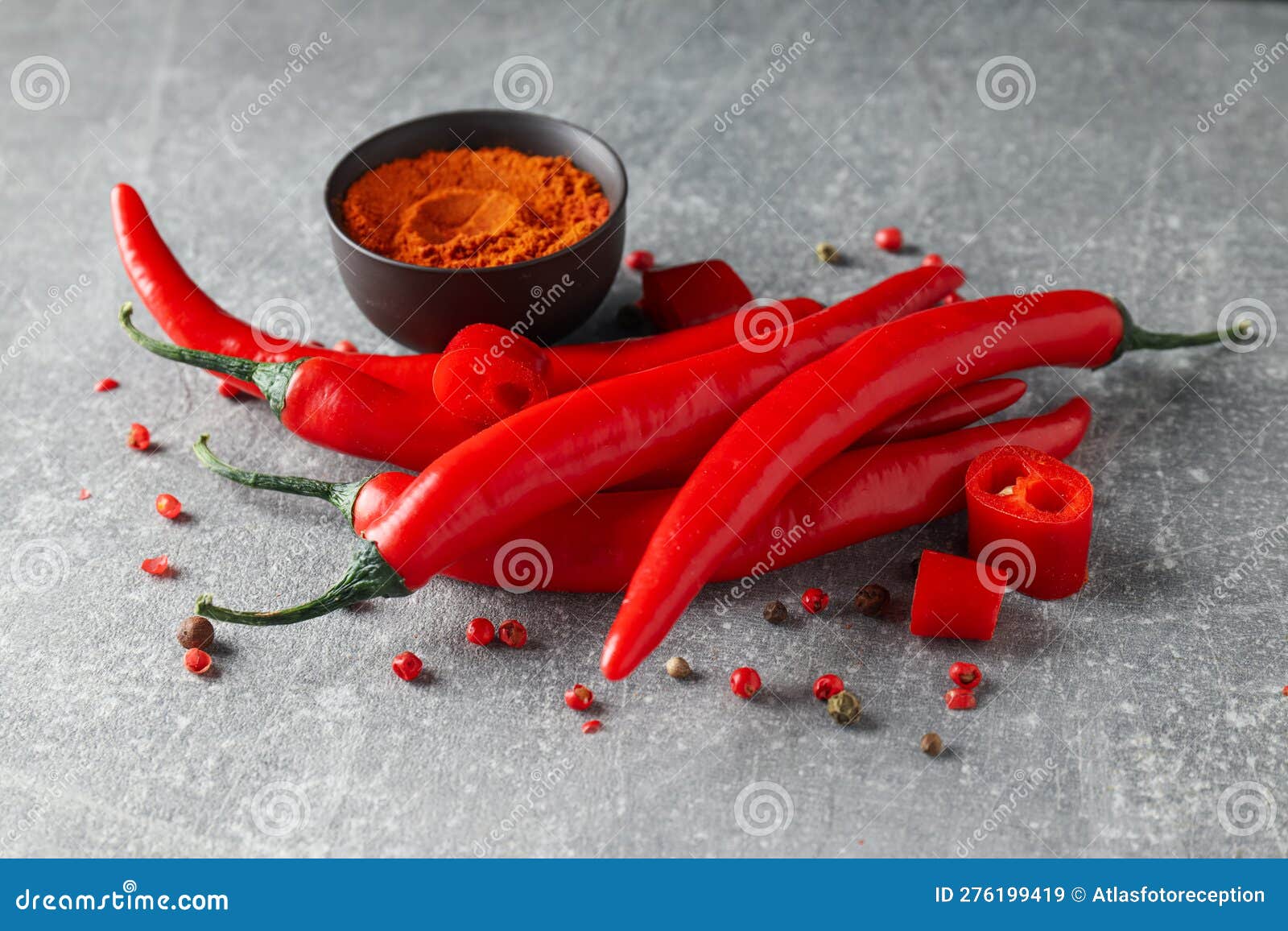 Concept of Hot and Spicy Ingredients Red Hot Chili Pepper Stock Image