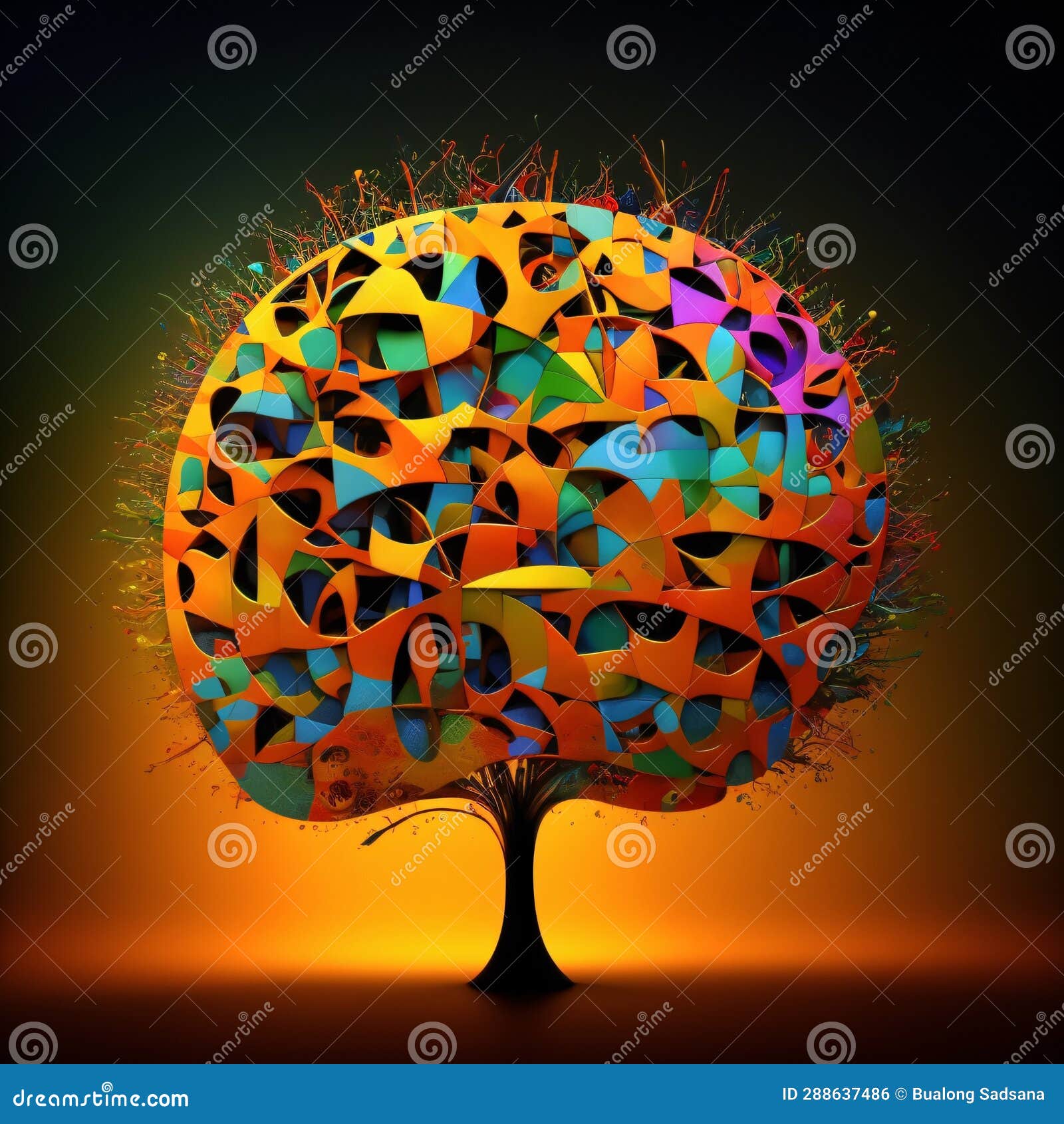 concept of a hucyborg brain full with creativity, shows multiple colors and action - generative ai image