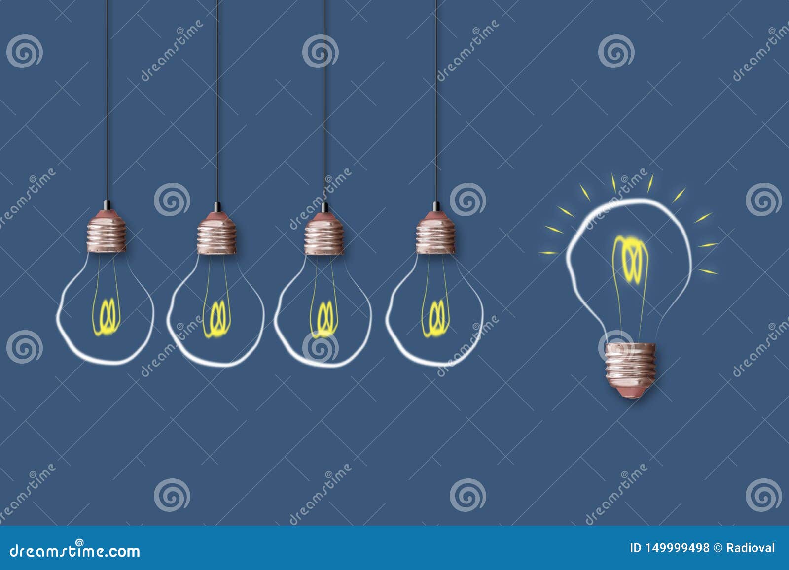 Concept Idea. Light Bulb on a Blue Background Stock Illustration -  Illustration of lamp, design: 149999498