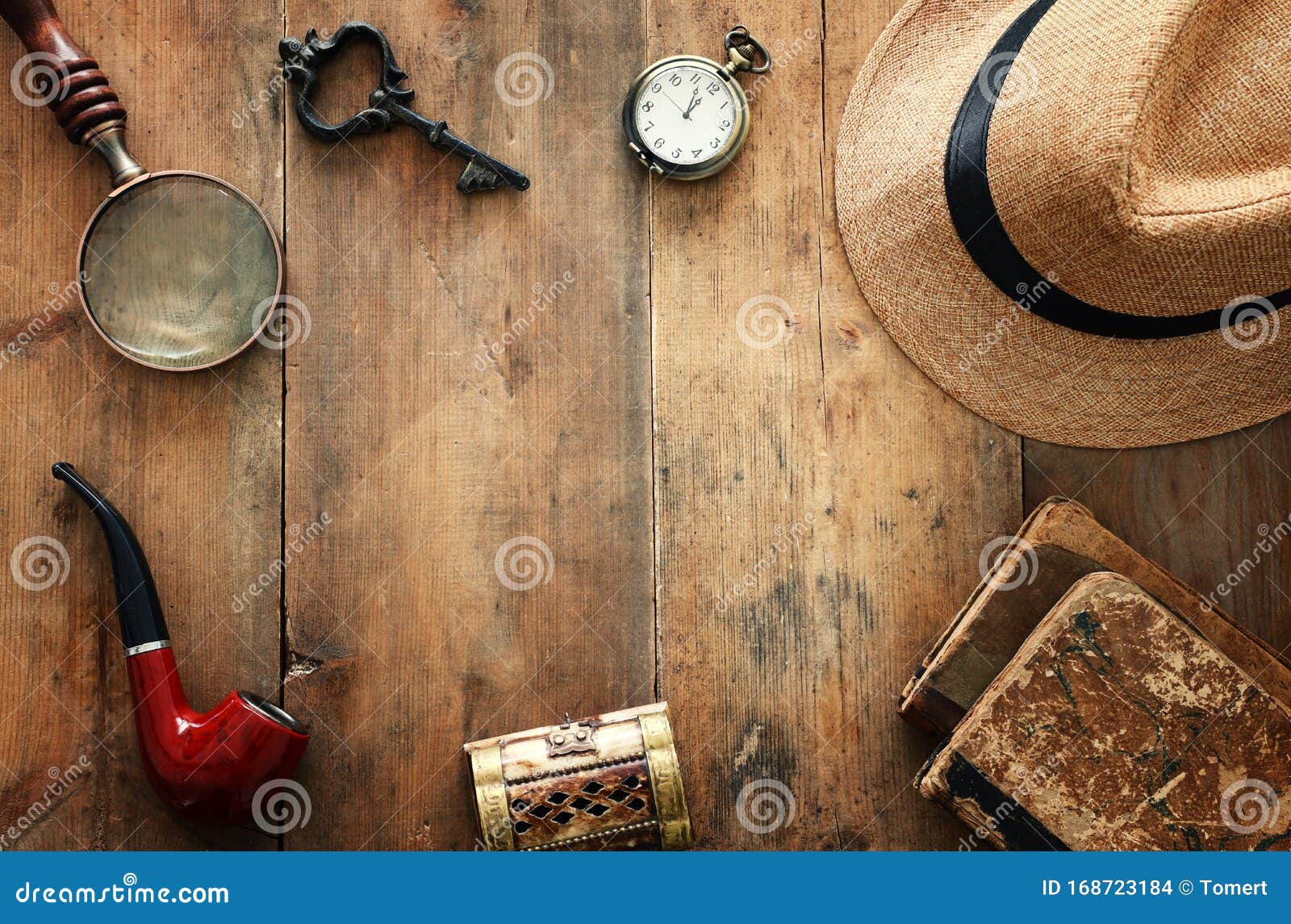 Concept Image of Investigation or Private Detective. Fedora Hat ...