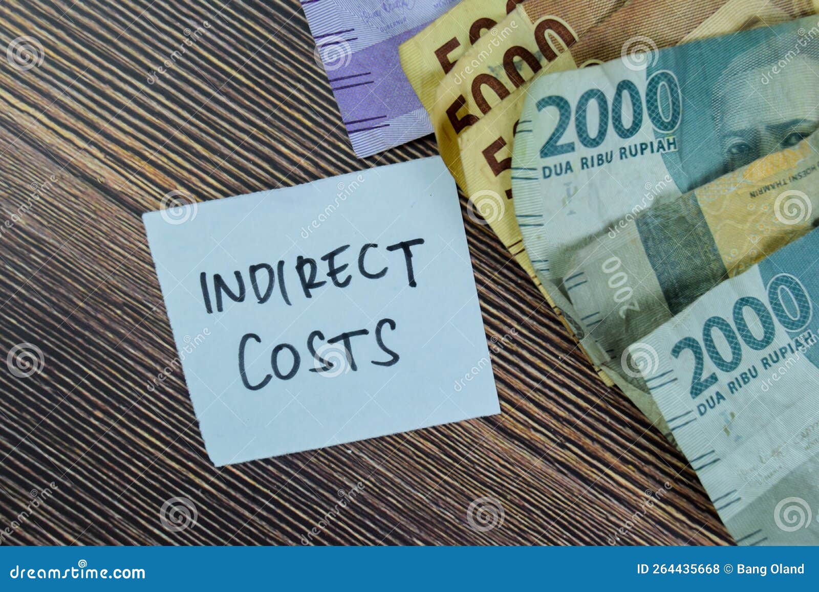 Concept of Indirect Costs Write on Sticky Notes Isolated on Wooden