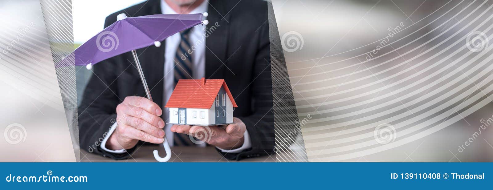 Concept of Insured House. Panoramic Banner Stock Photo Image of