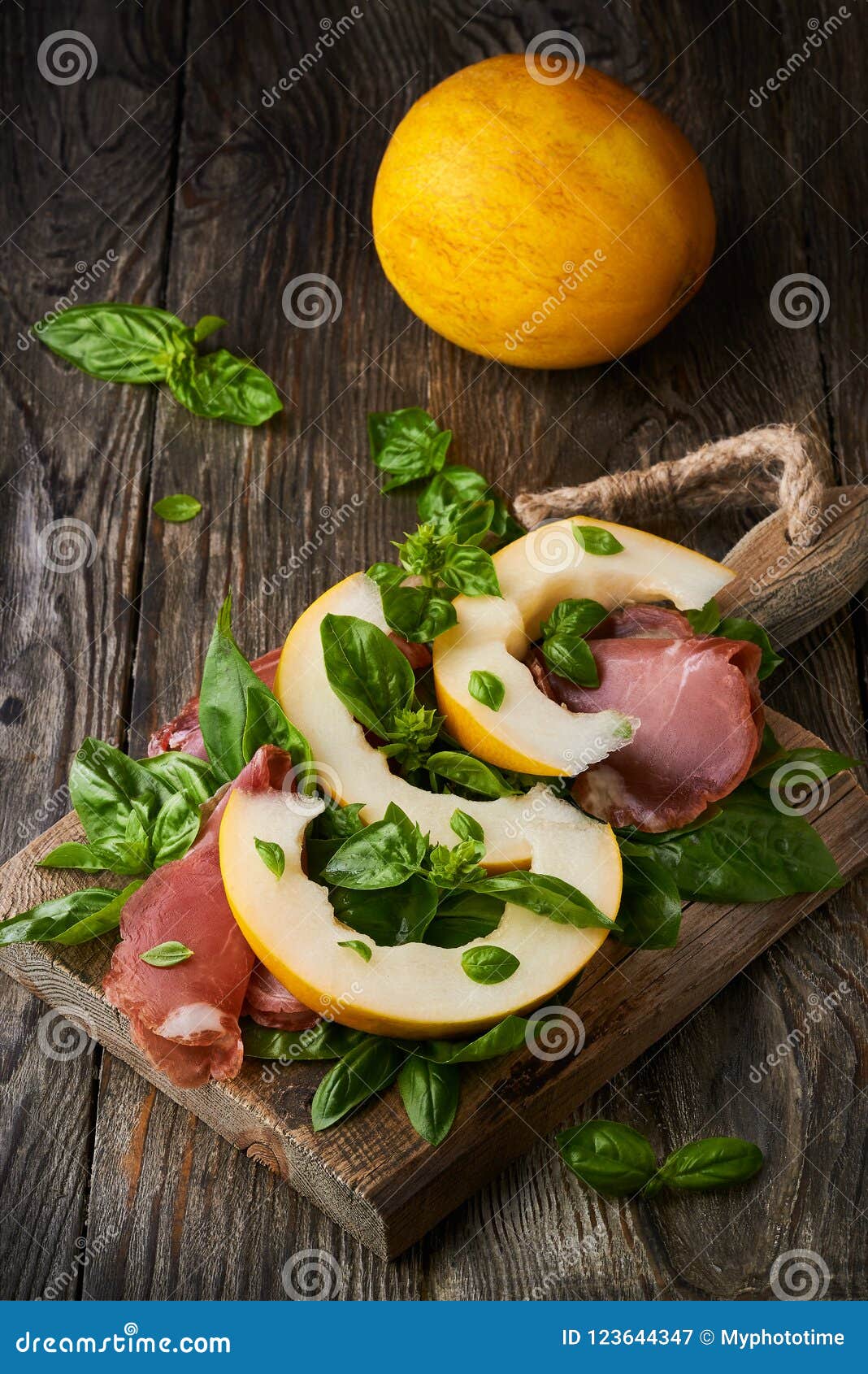 Concept of Italian Food with Melon and Prosciutto Stock Image Image