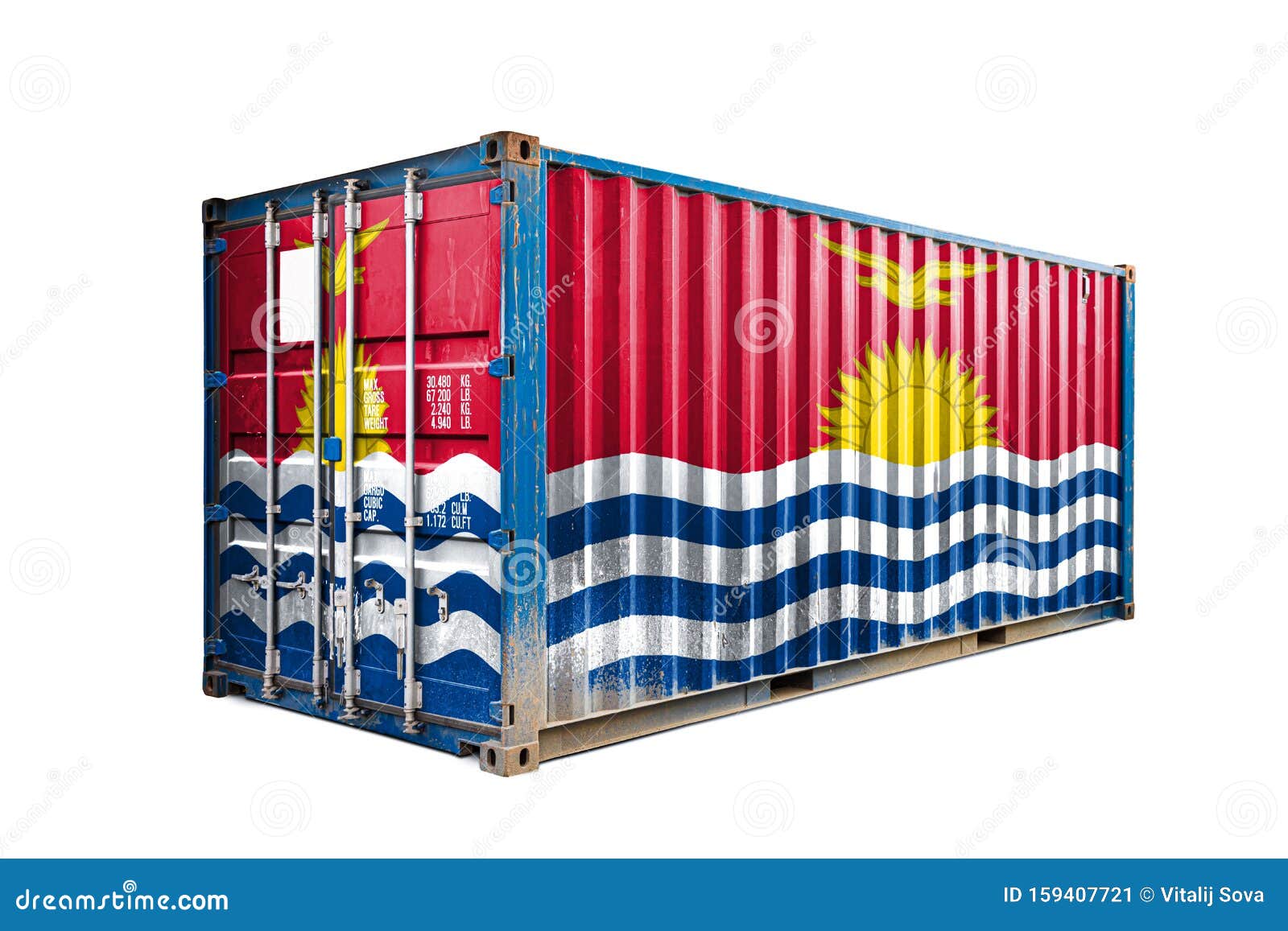 The Transporting Container with the National Flag Stock Image Image