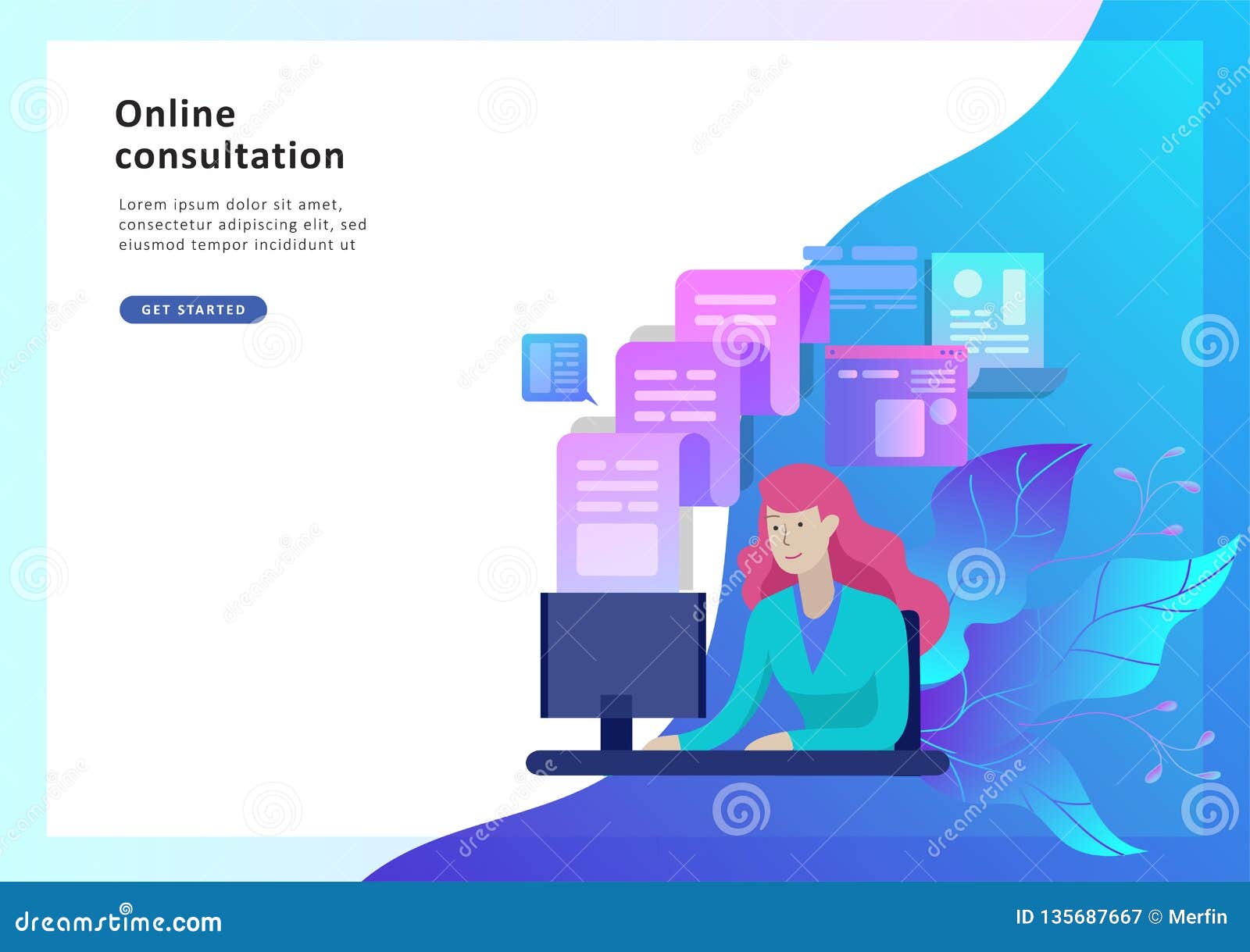 Concept Landing Page Template Customer Service, Male Hotline Operator