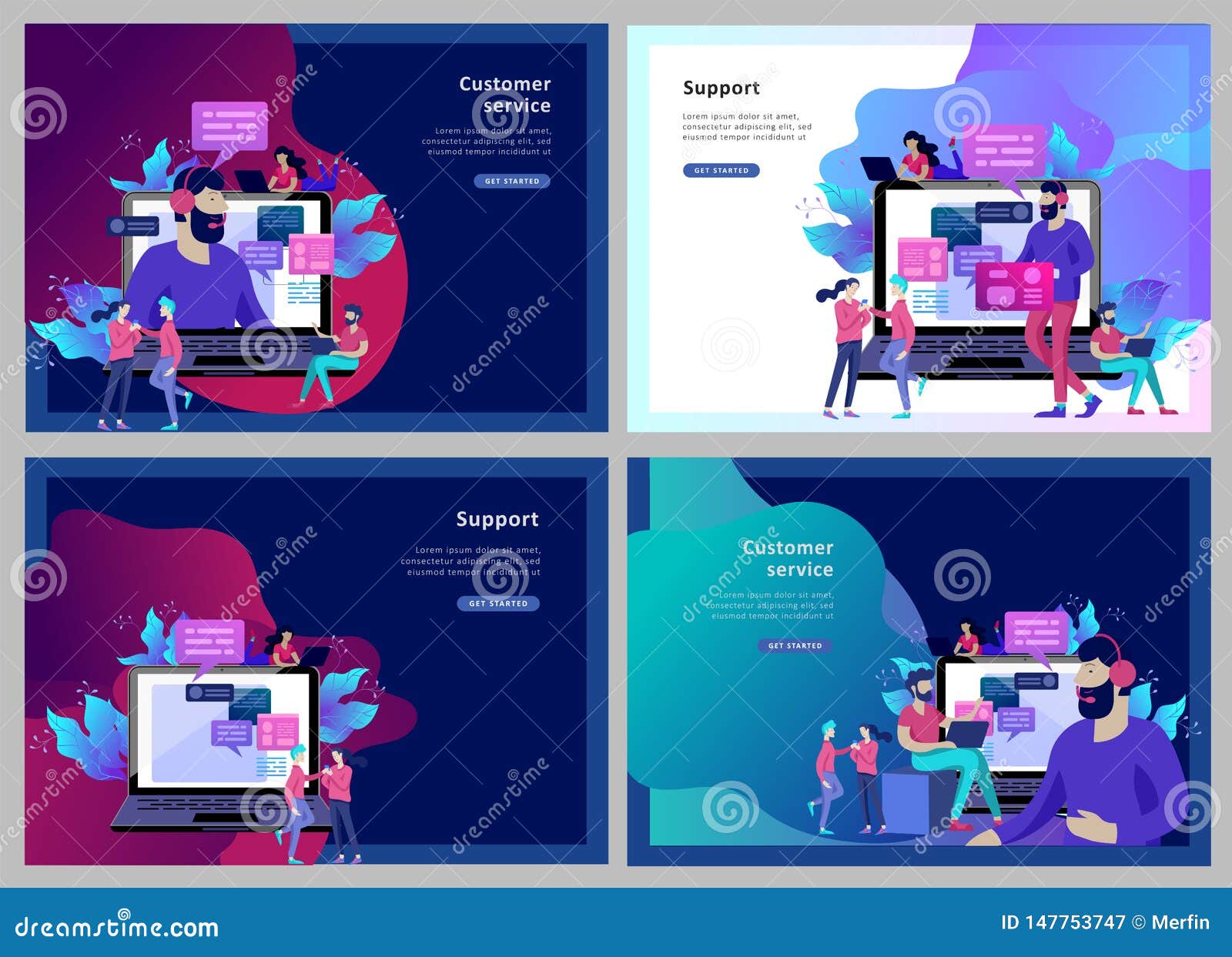 Concept Landing Page Template Customer Service, Male Hotline Operator