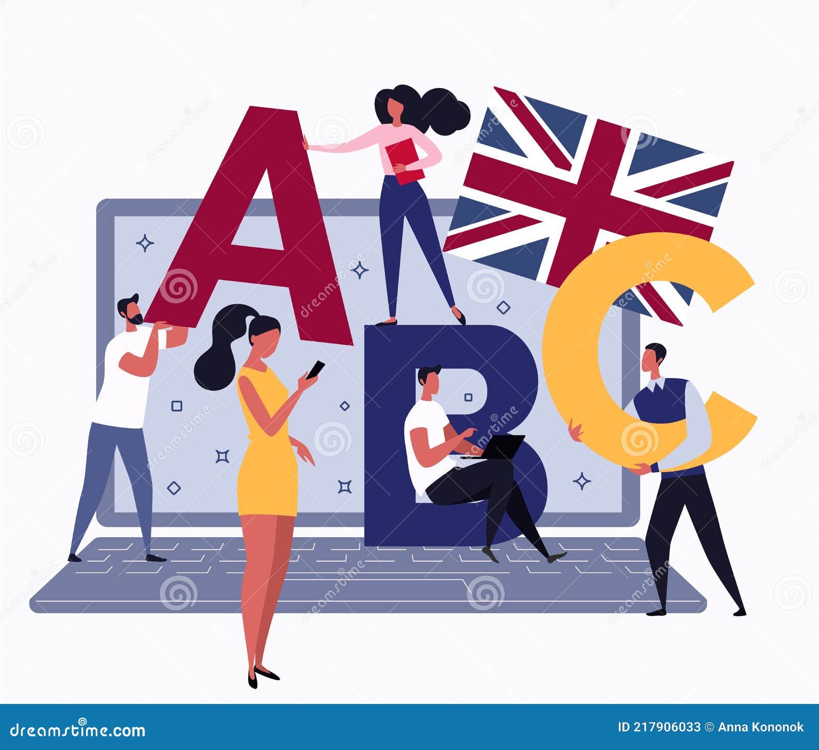 The Concept of Learning English for Work, Travel, Study. Young People