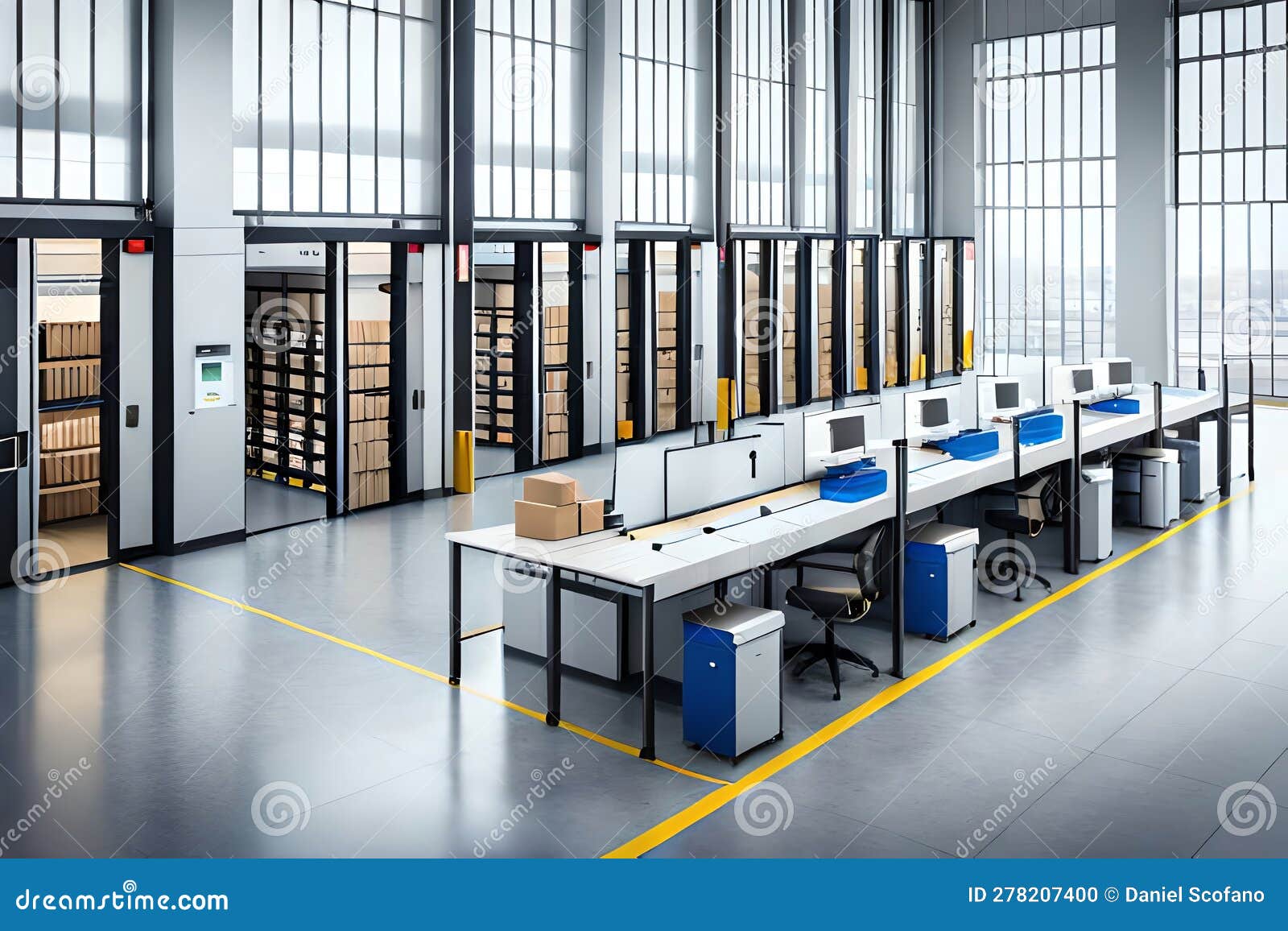 A Logistics Hub with a Network of Conveyor Belts and Automated Sorting