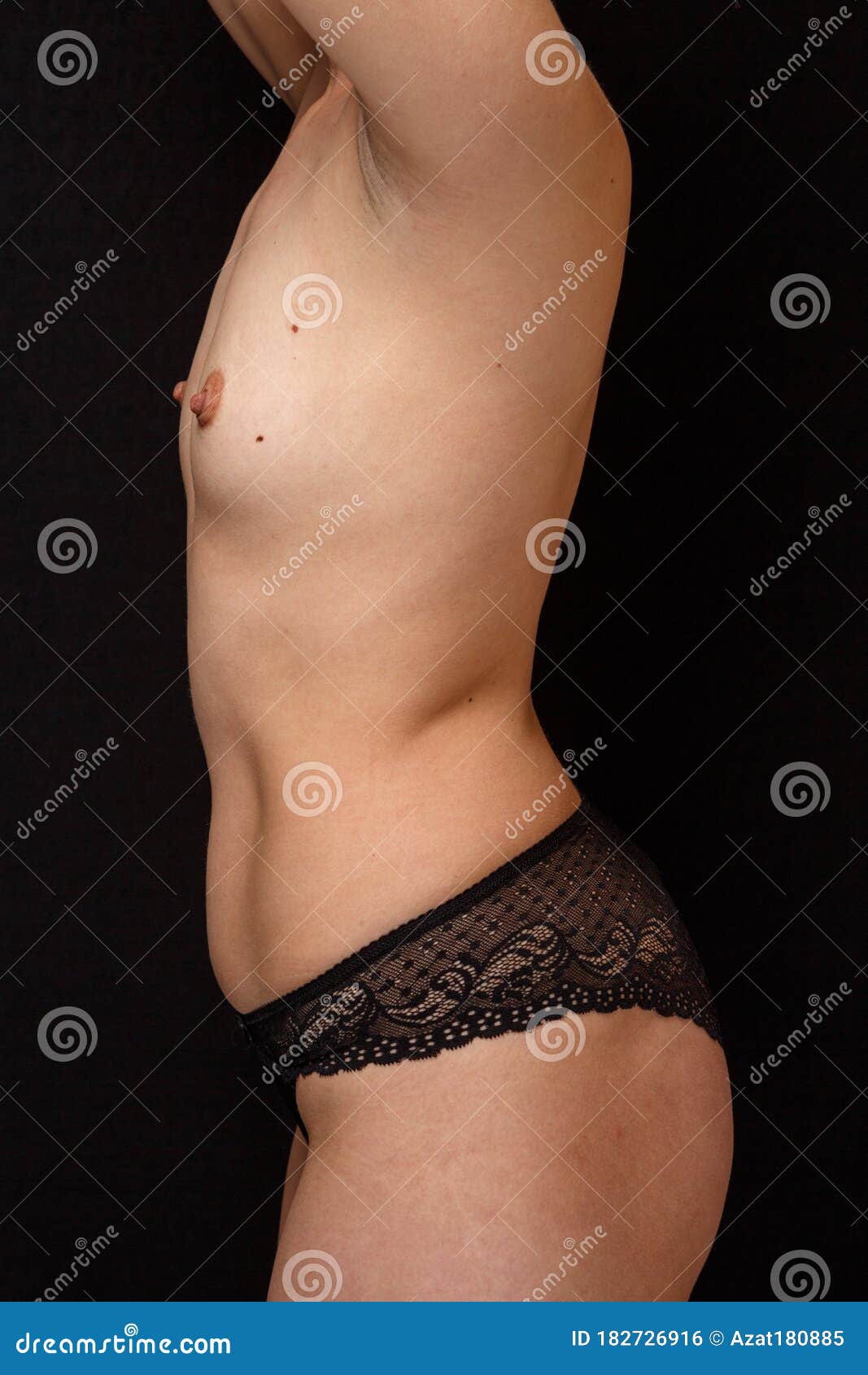 Concept for Medicine and Cosmetology. Small Naked Breast and Belly of a  30-year-old Woman Giving Birth in Black Panties Stock Photo - Image of  adult, chest: 182726916