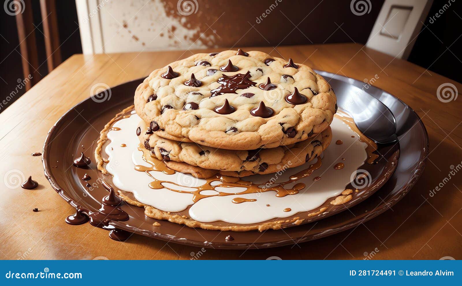 melting butter on a chocolate chip cookie a delicious delight.ai generated