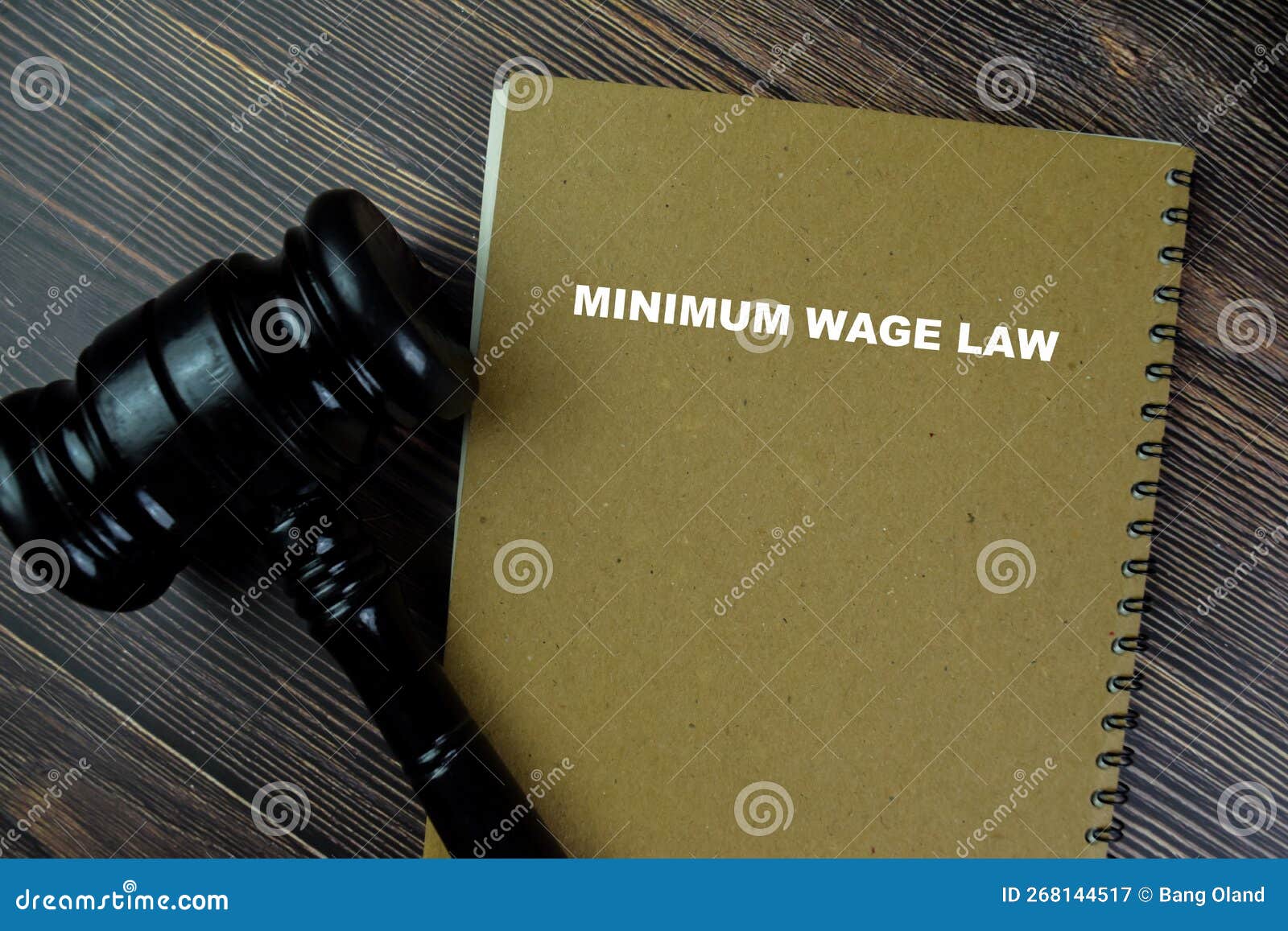 Concept of Minimum Wage Law Write on a Book with Gavel Isolated on