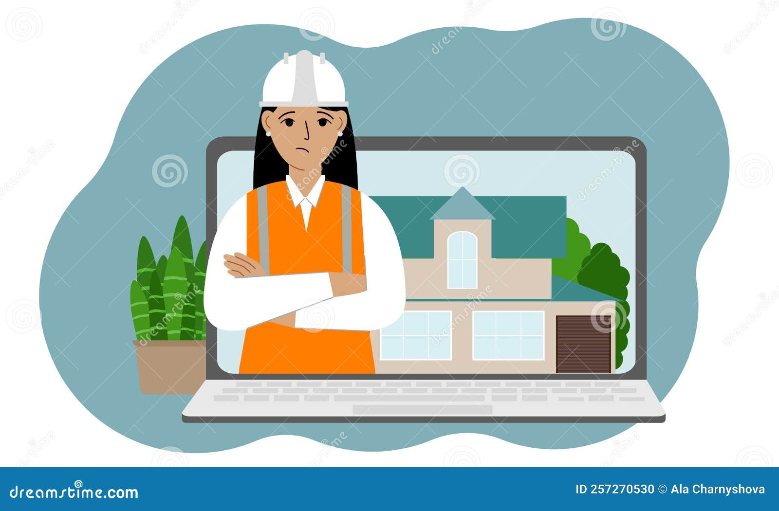 The Concept of Online Consultation in Construction. Laptop with an