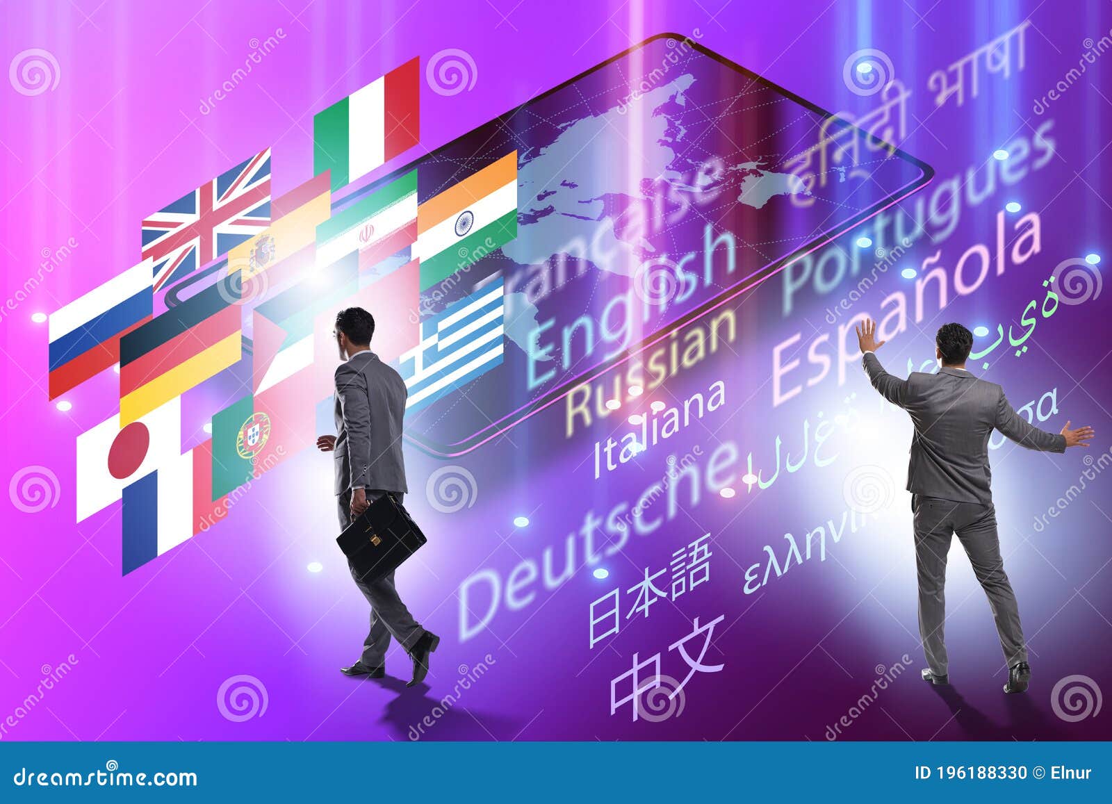Concept of Online Foreign Language Translation and Learning Stock Photo