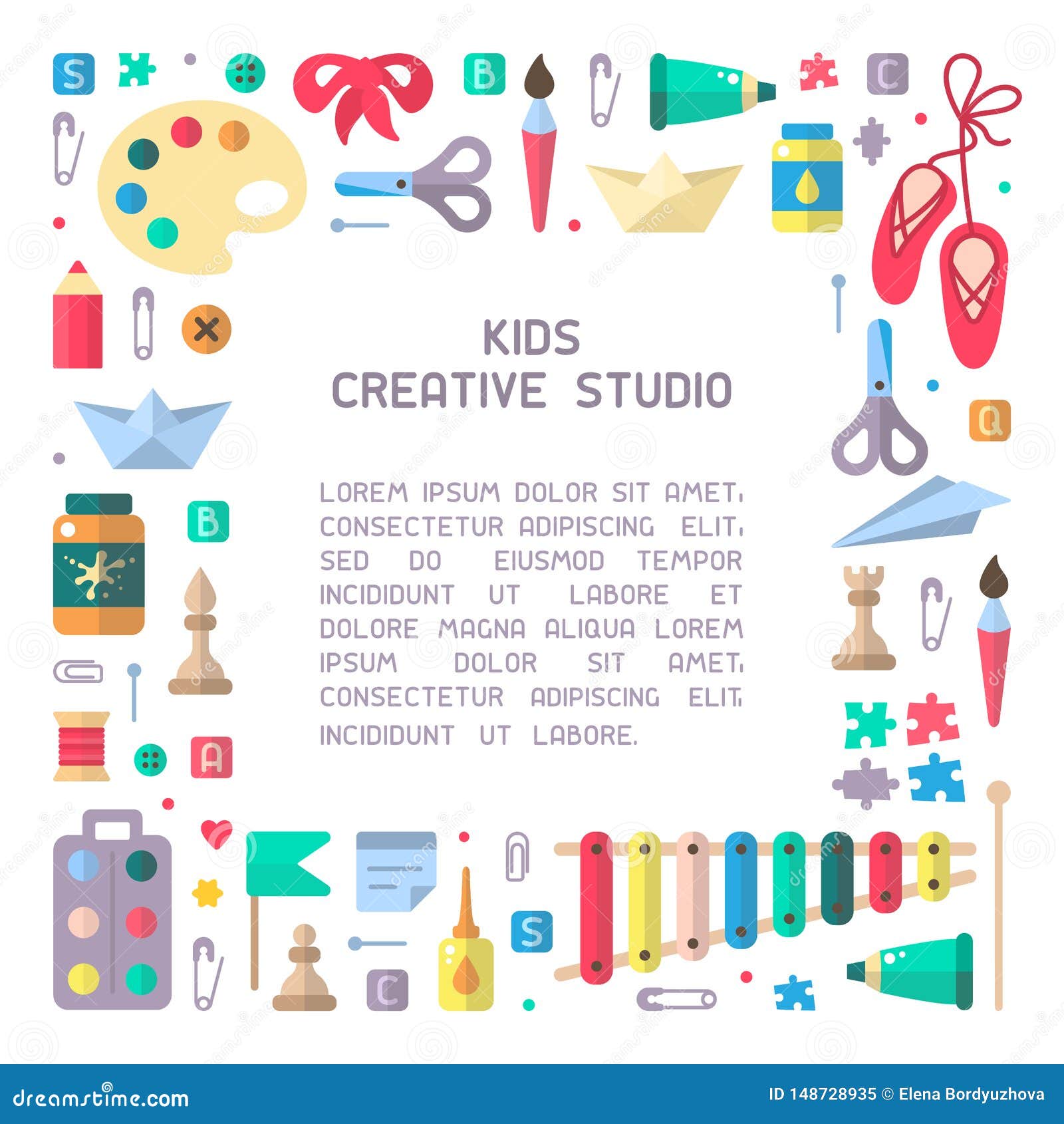 Concept of Placard with Kids Creative Studio Information Stock Vector