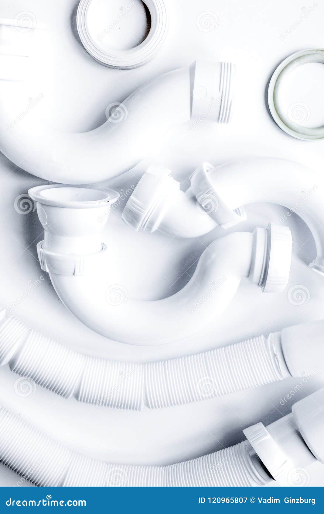 Concept Plumbing Work Top View on White Background Stock Image Image