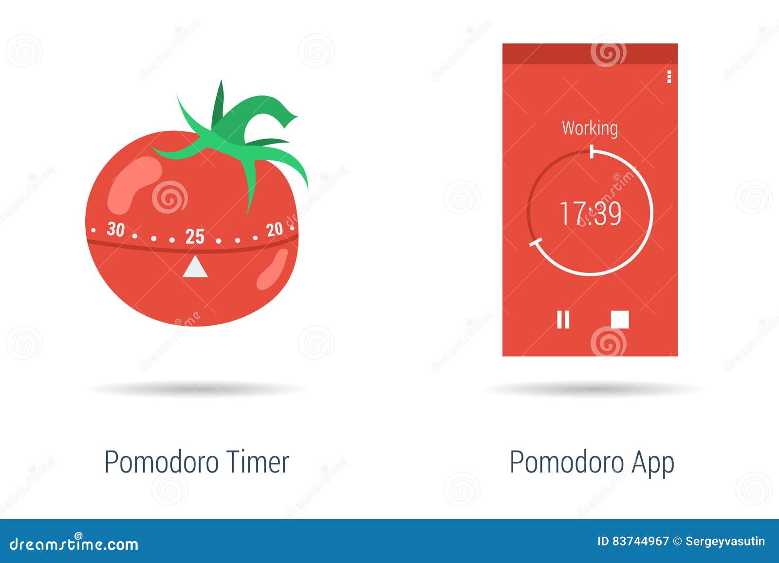 Concept of Pomodoro Timer and App Stock Illustration - Illustration of  pomodoro, graphic: 83744967