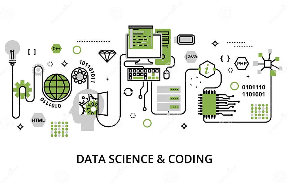 Concept of Programming, Development Software and Coding Process Stock ...