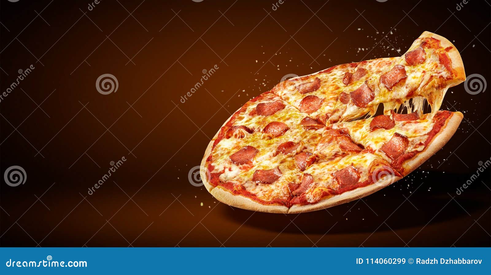 Concept Promotional Flyer And Poster For Restaurants Or Pizzerias Delicious Taste Pepperoni Pizza Stock Image Image Of Background Cuisine 114060299