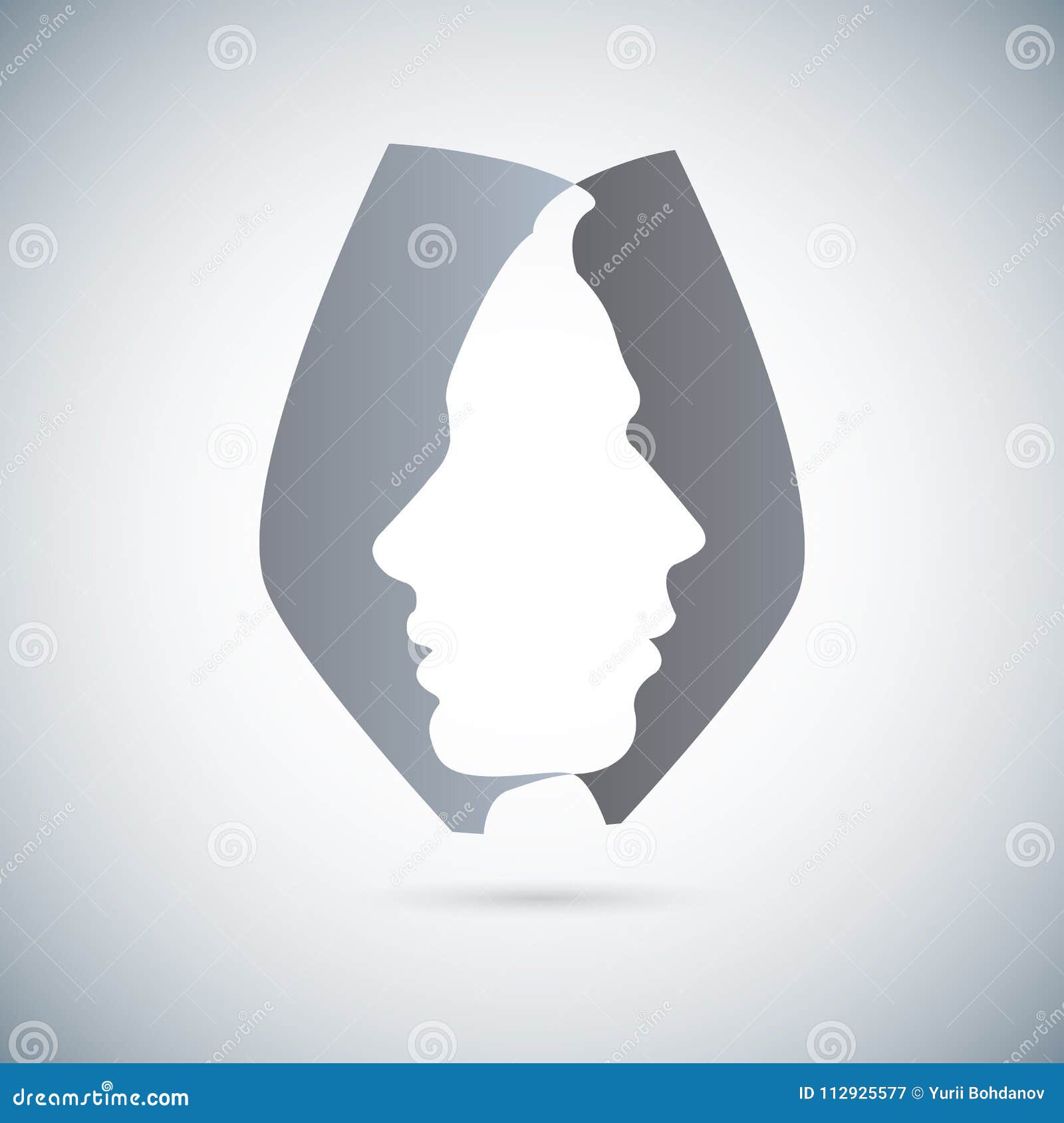 Psychology Relationship Strong Head Man and Woman03 Stock Illustration ...