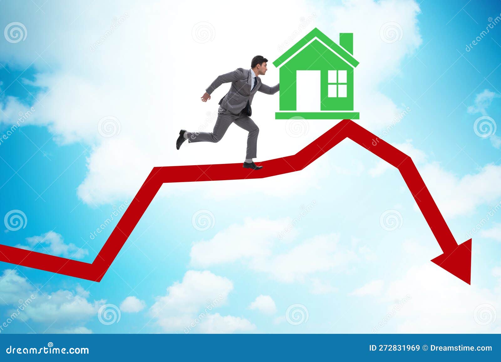 Concept of Real Estate Price Bubble Bursting Stock Illustration