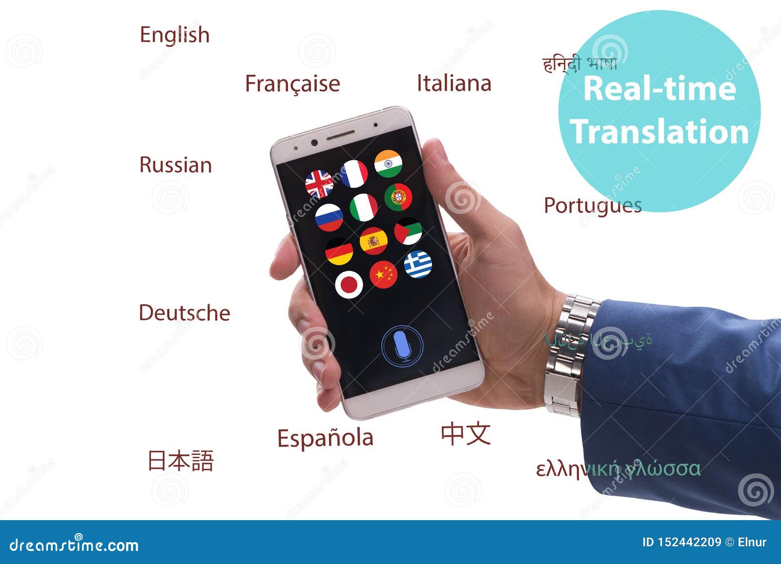 Concept of Real Time Translation with Smartphone App Stock Image Image of interpretation