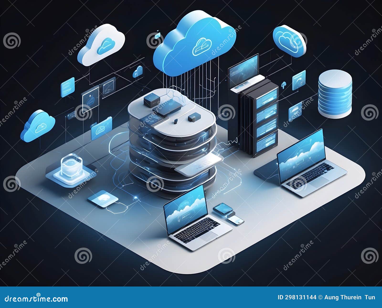 Navigating the Digital Storage Landscape Stock Illustration - Illustration of idea, innovation 
