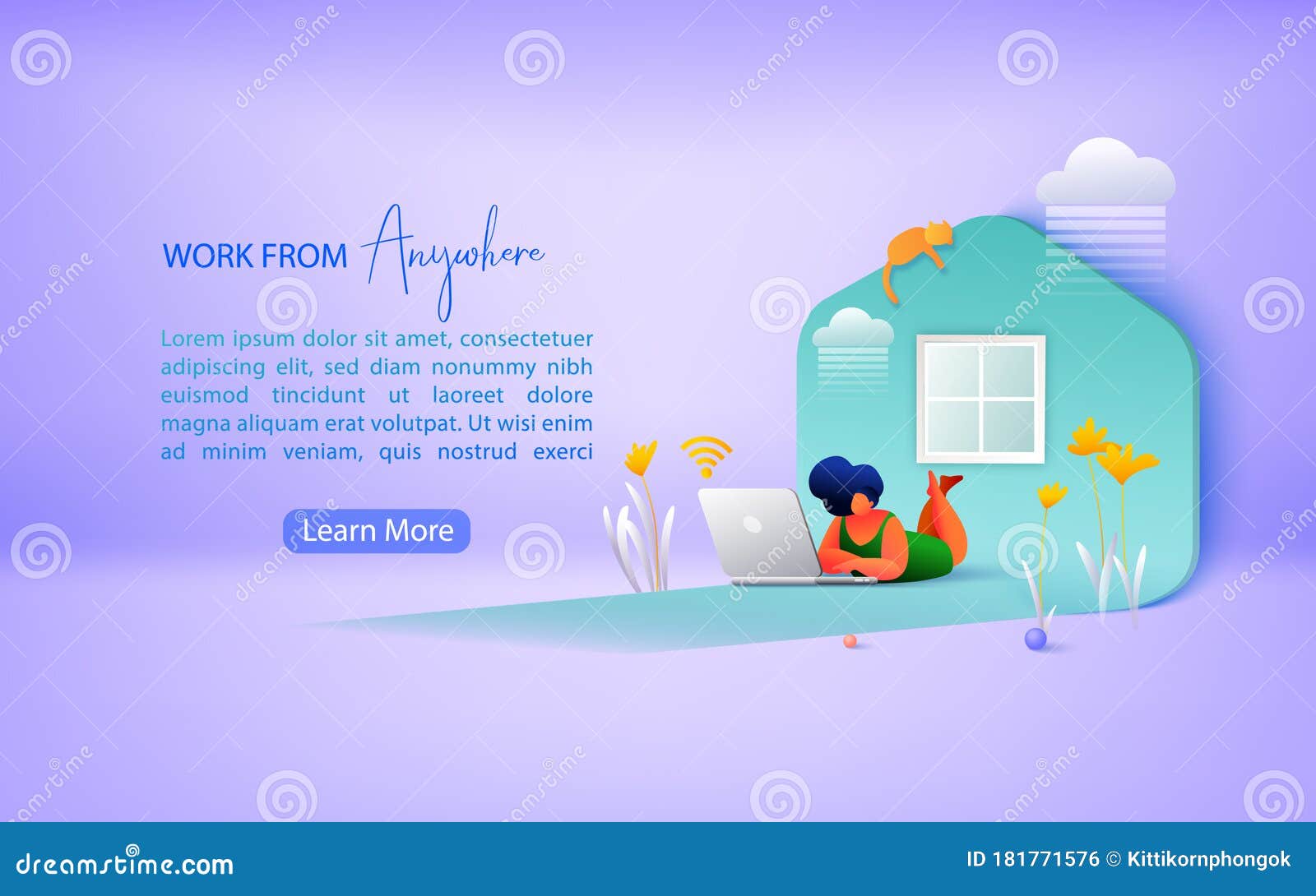 concept of remote working and work from anywhere. working from home during covid-19. landing page template.   