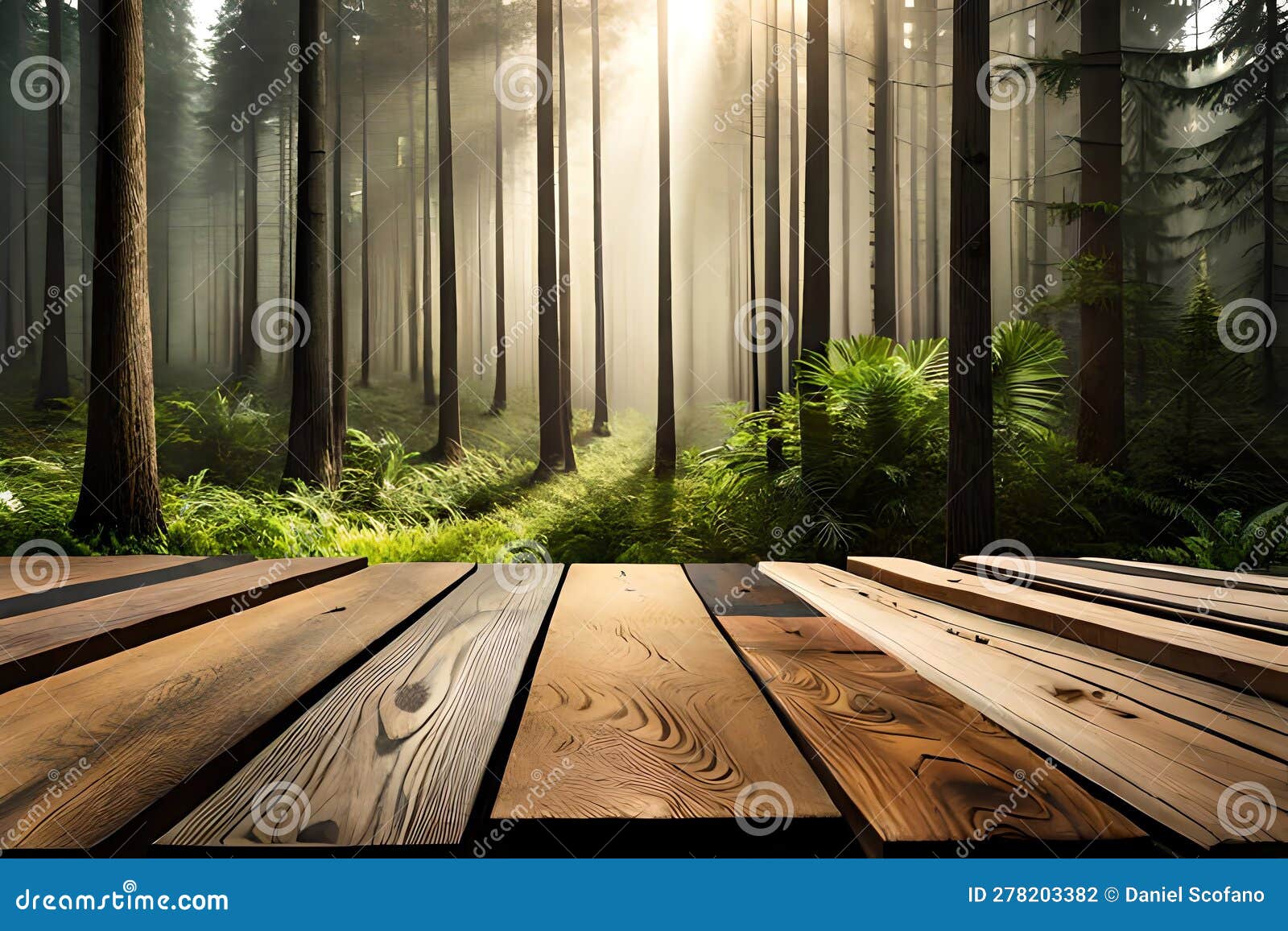 rustic wooden planks to grunge wood table tops, the jungle offers a unique and captivating backdrop for displayin. generative ai