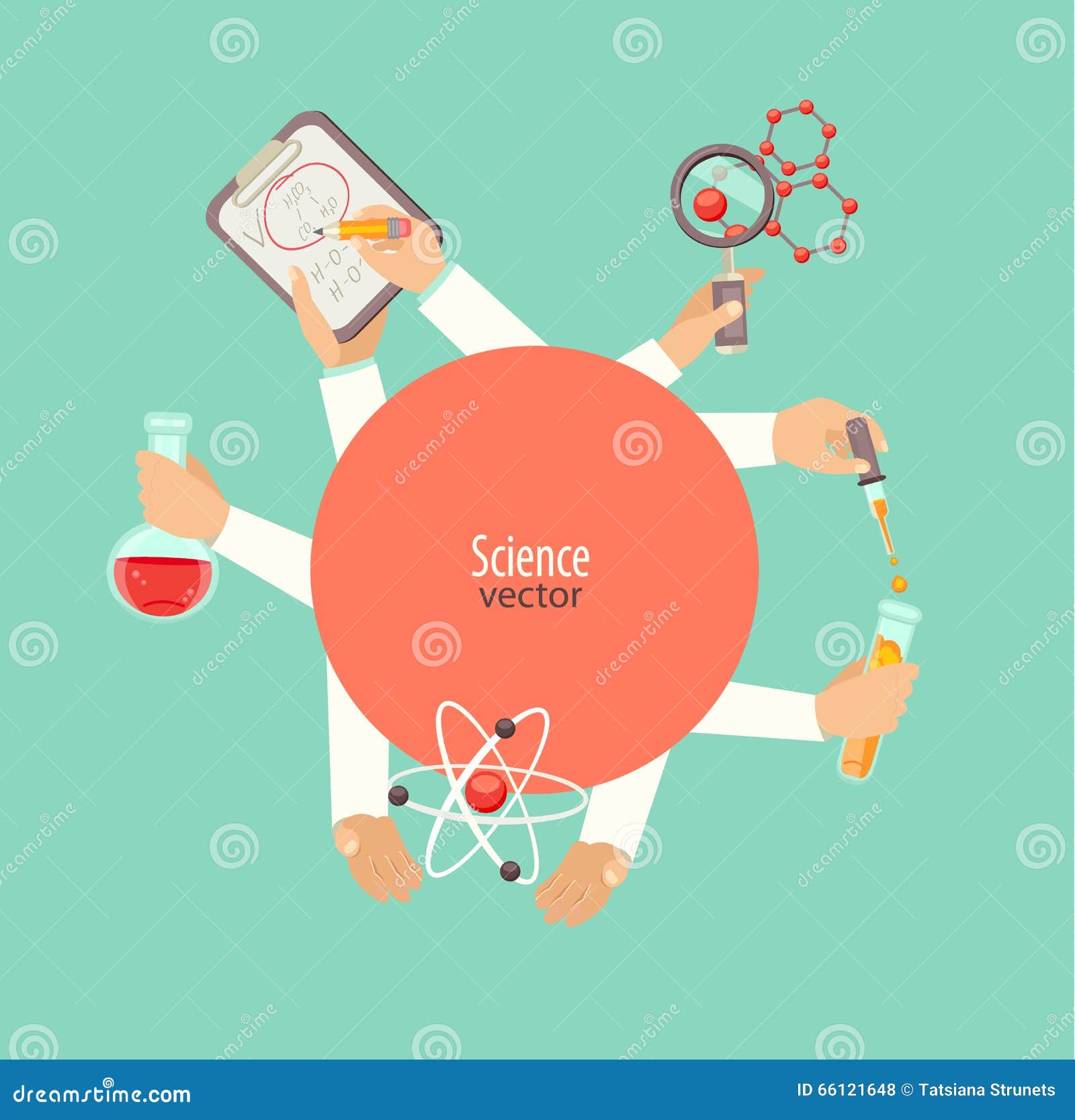 Concept of Science and Education Circle Red Stock Vector Illustration of biology, achievement
