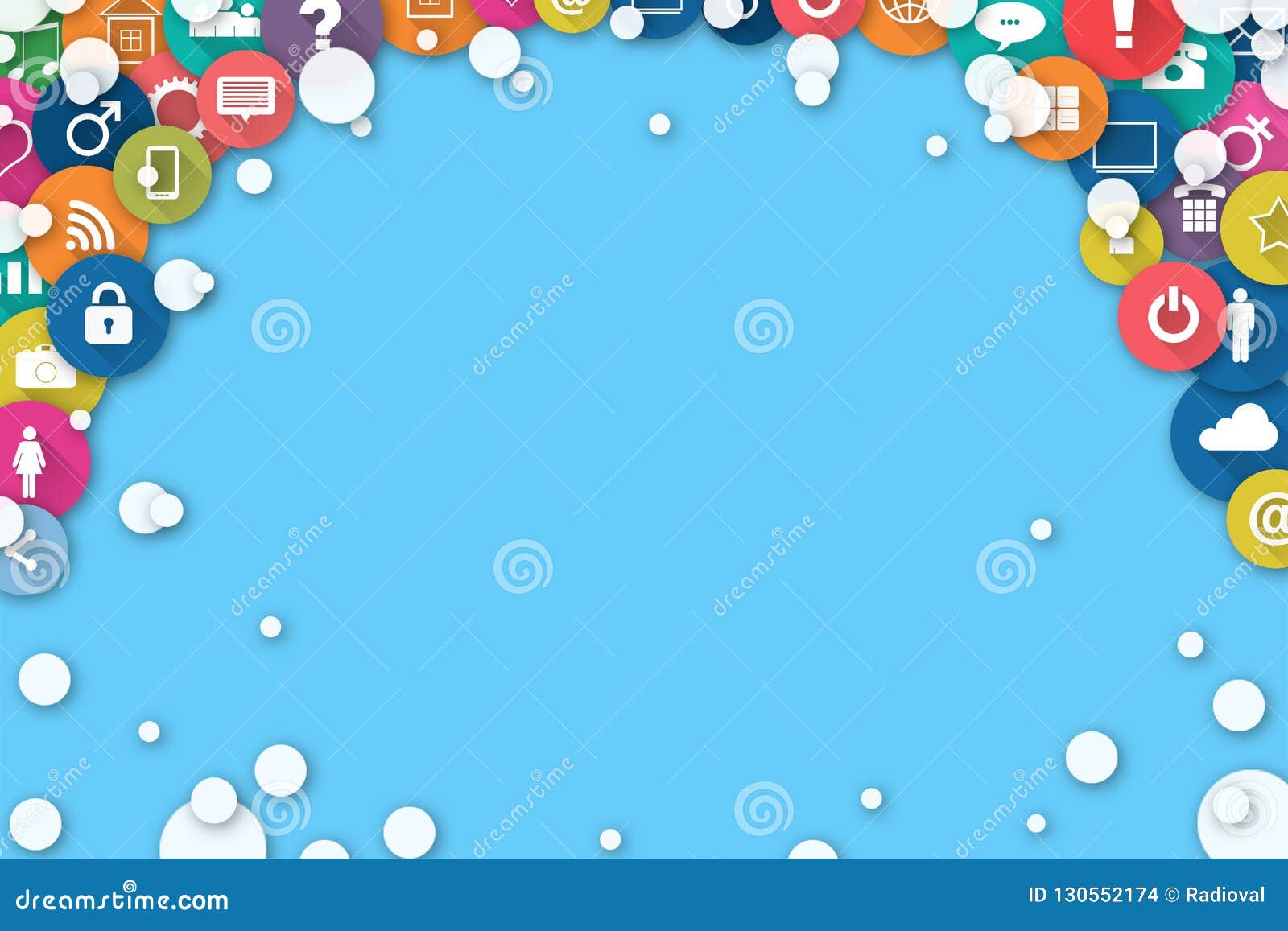 Concept Social Media. Different Social Icons on a Blue Background Stock  Illustration - Illustration of multimedia, mixed: 130552174
