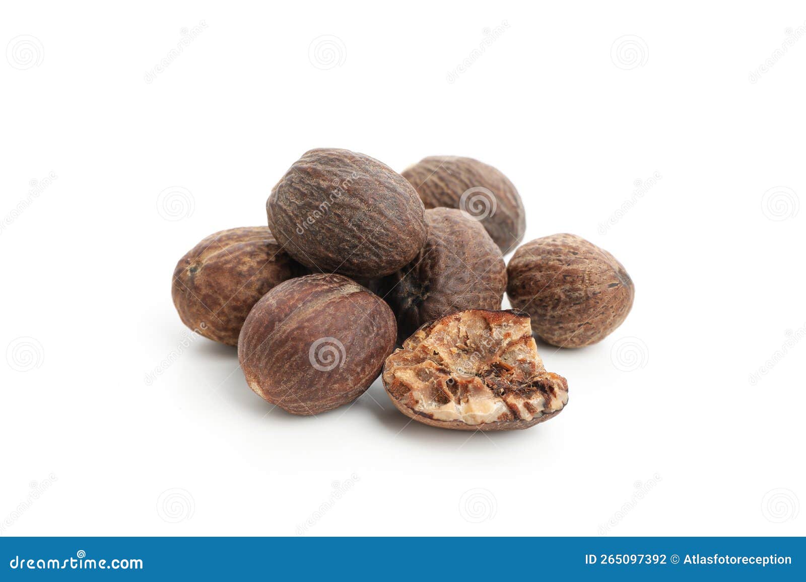 Concept of Spices and Condiments, Nutmegs, Isolated on White Background Stock Photo Image of