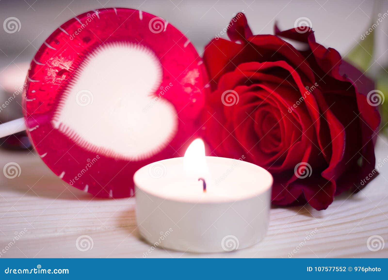 The Concept of St.Valentine S Day with a Red Rose and Candle Stock ...