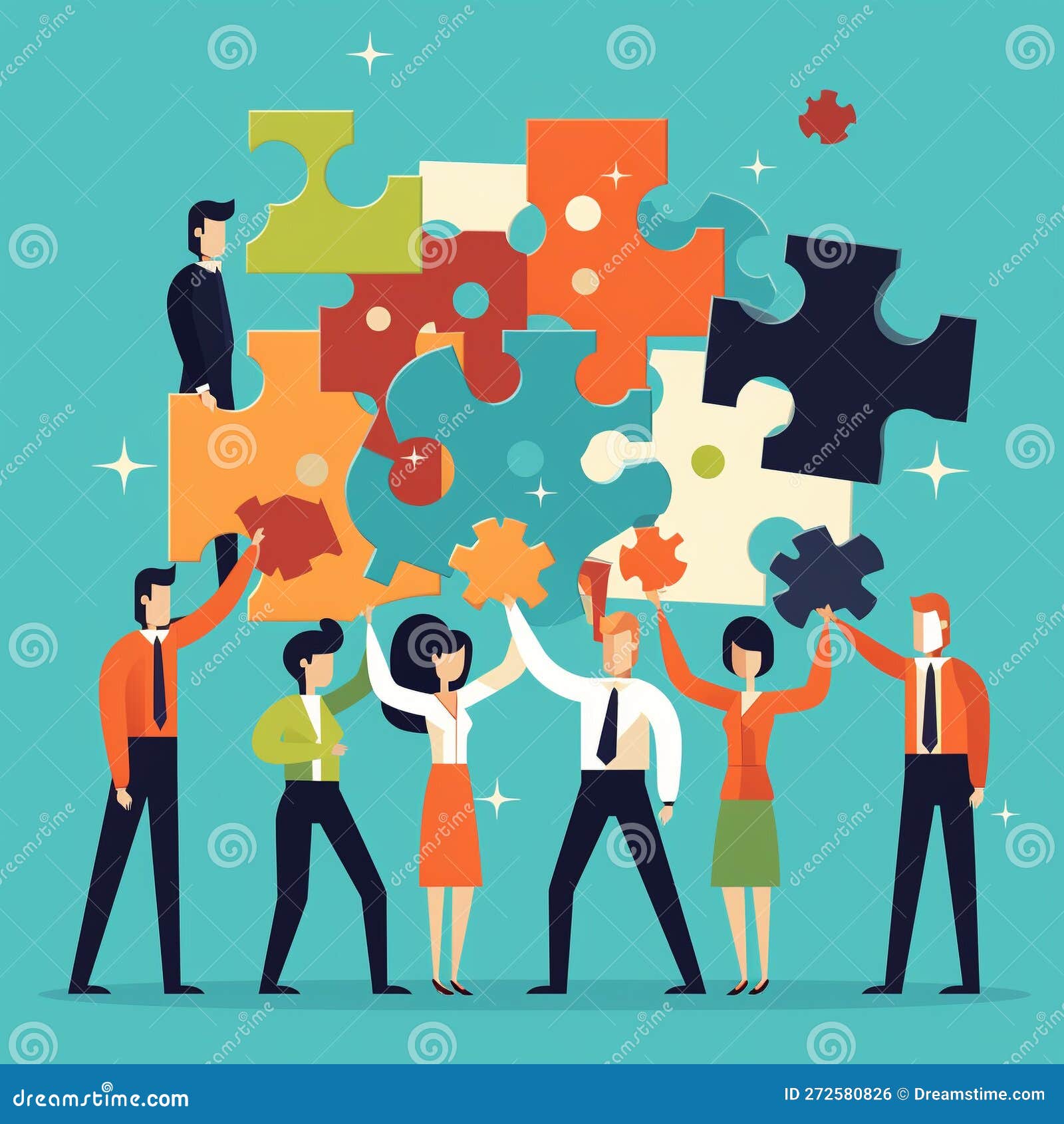 The Concept of Successful Teamwork Stock Illustration Illustration of