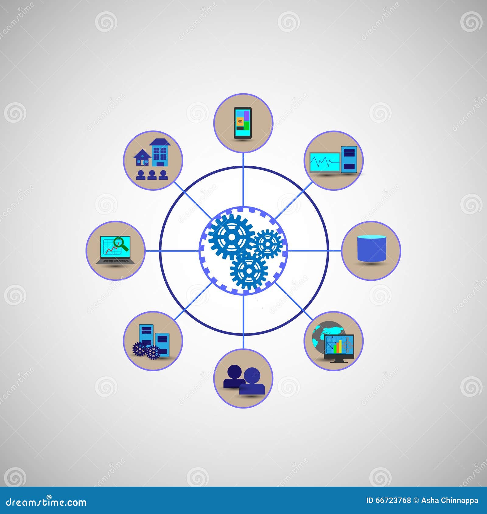 concept of system connectivity, employees, users connecting various enterprise application systems