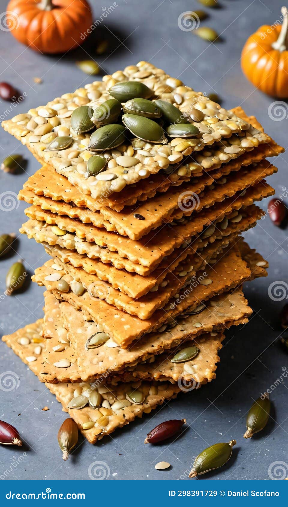 Thanksgiving Corn and Pumpkin Seed Cracker. Generative AI Stock Image
