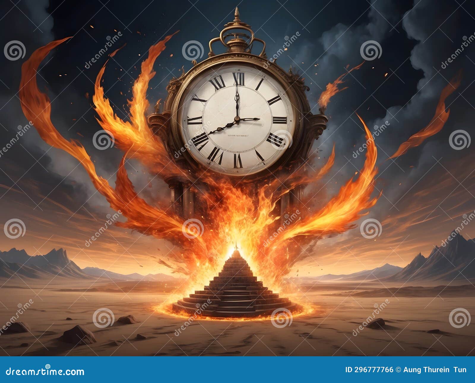 A concept of time burning stock illustration. Illustration of clock 296777766