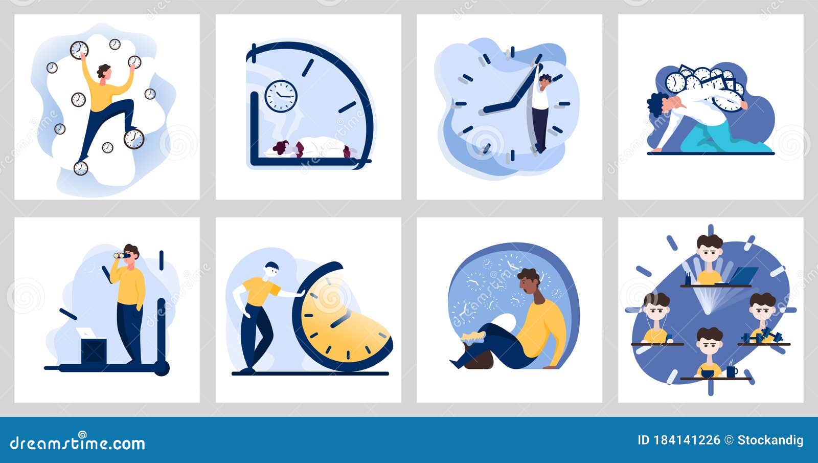 Concept of Time Management with Clock Background. Color Vector