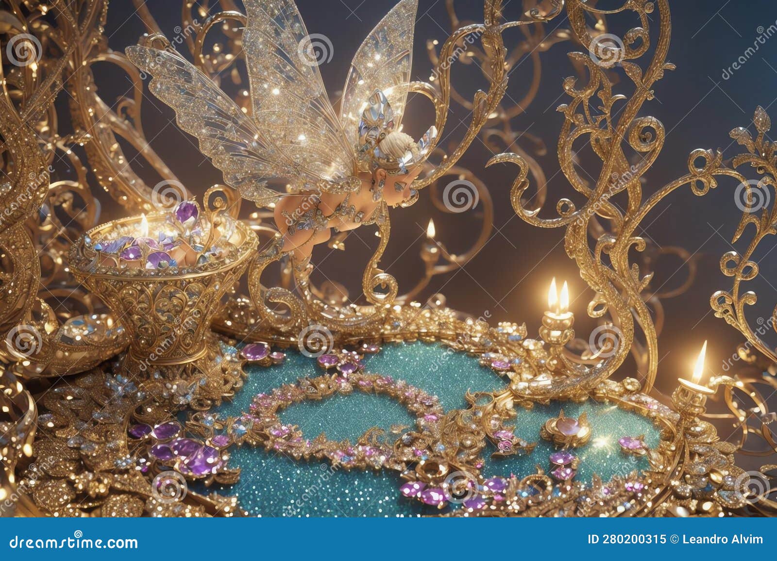 Tooth Fairy S Treasure Trove.AI Generated Stock Illustration